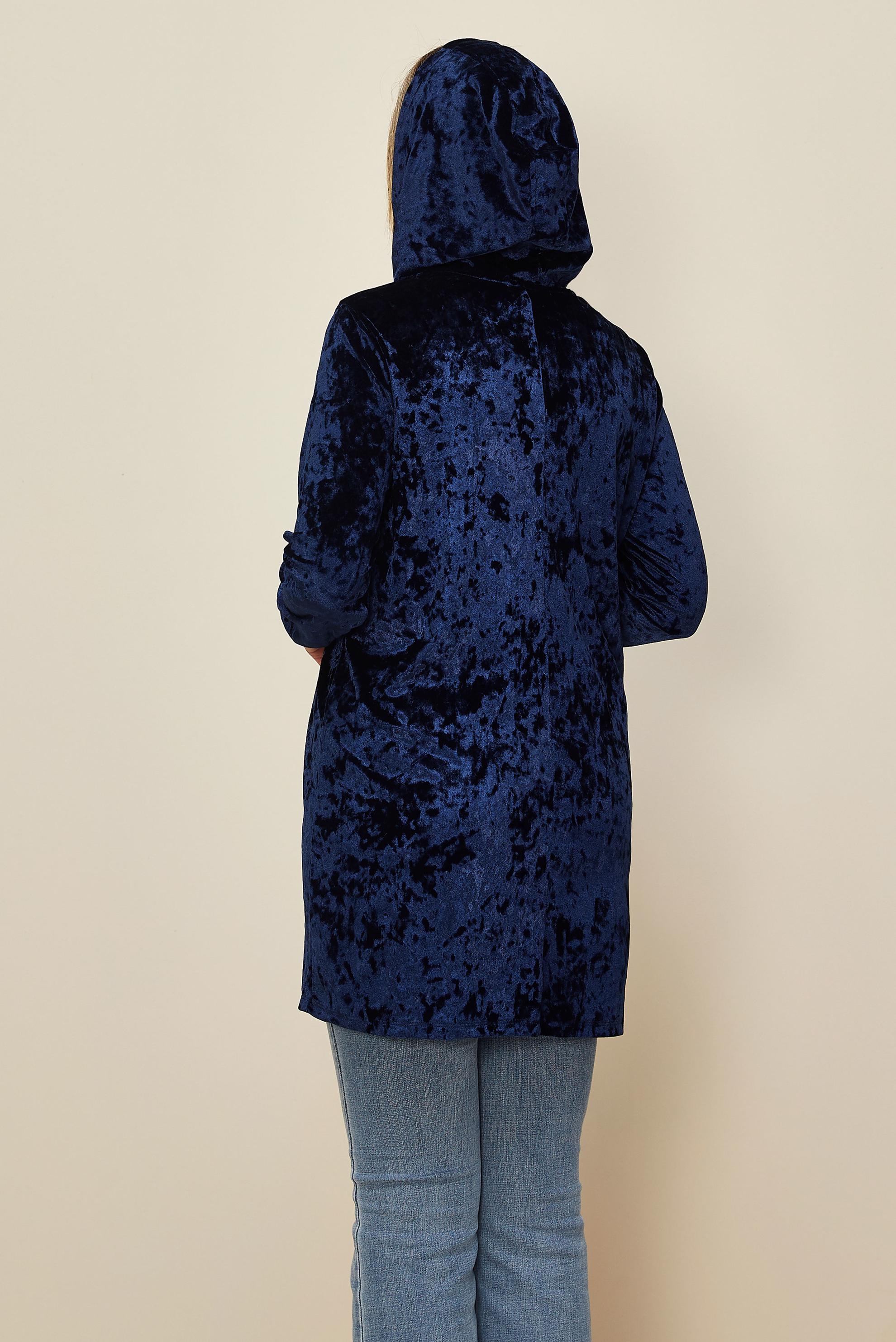 Hijab clothing NAVY BLUE GEM DETAIL VELVET TRACKSUIT TUNIC 43451