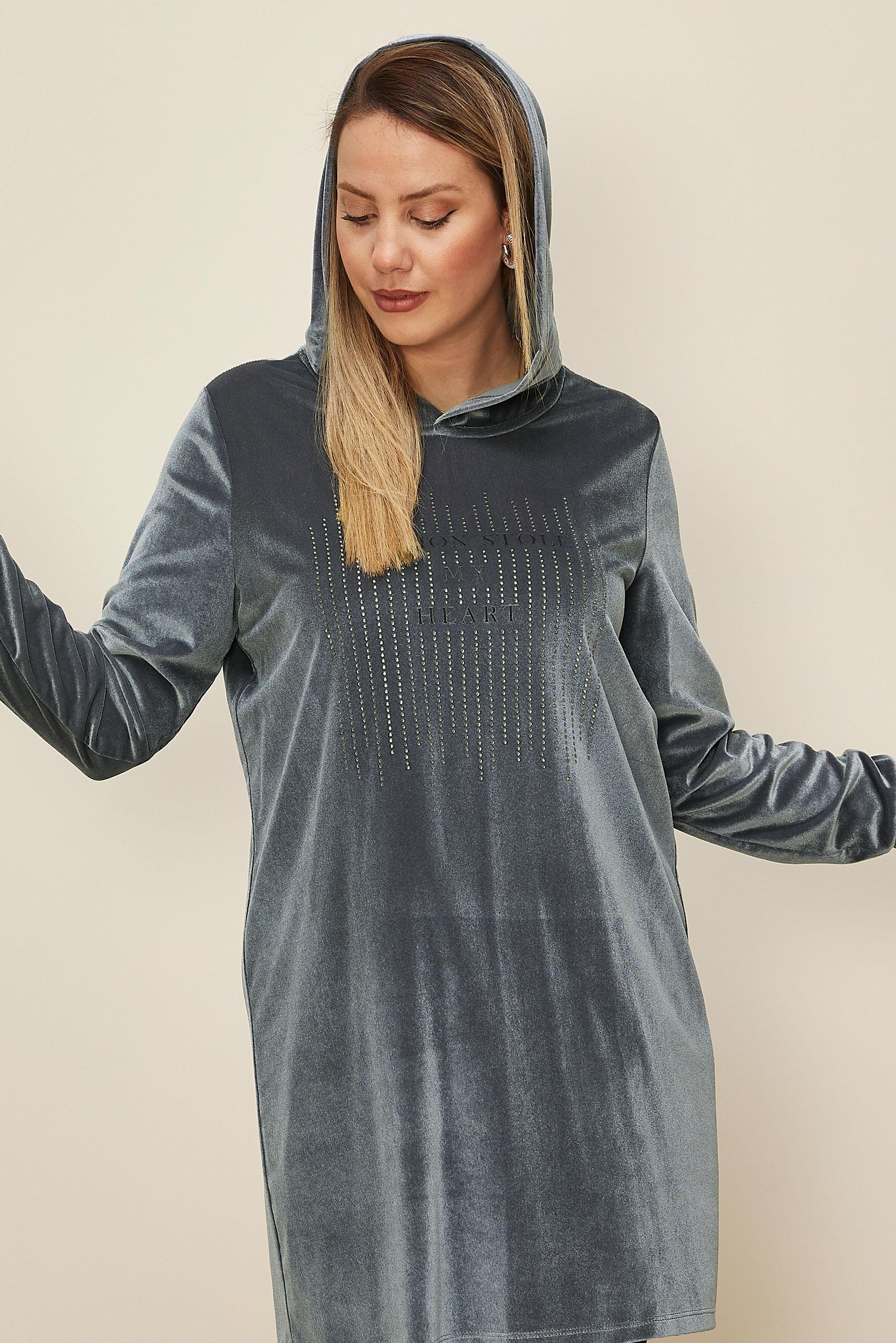 Hijab clothing SILVER GEM DETAIL VELVET TRACKSUIT TUNIC 43451