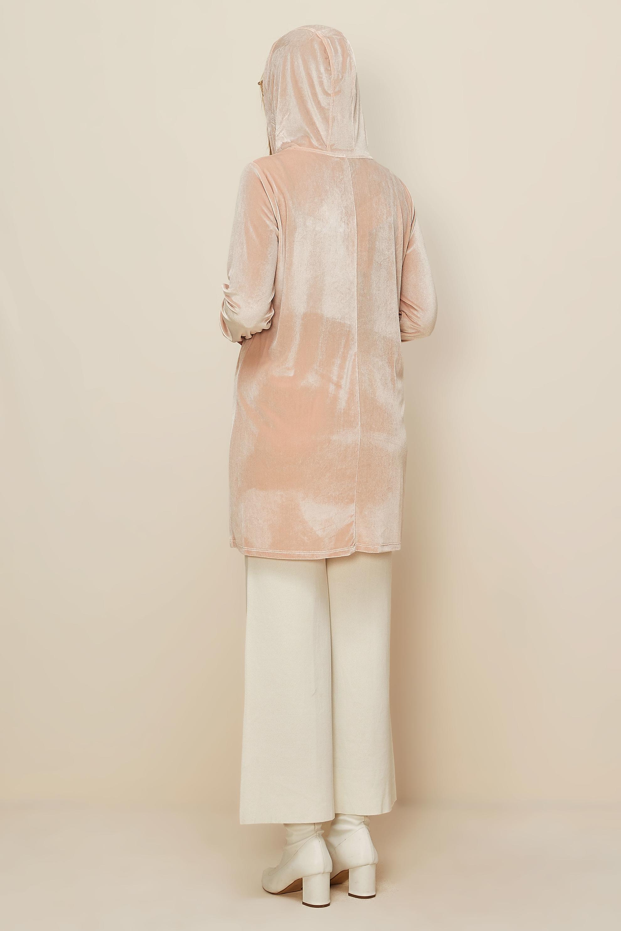 Hijab clothing PINK GEM DETAIL VELVET TRACKSUIT TUNIC 43451