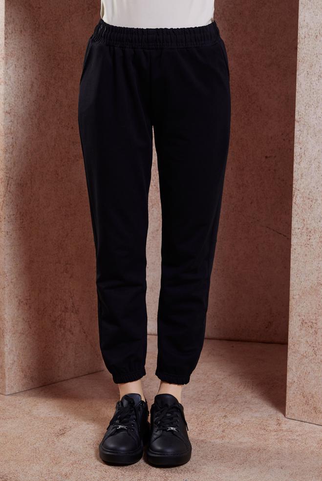 Vêtements hijab NOIR PANTALON DE SURVÊTEMENT À JAMBES ÉLASTIQUES 70397-1 - ALVİNA