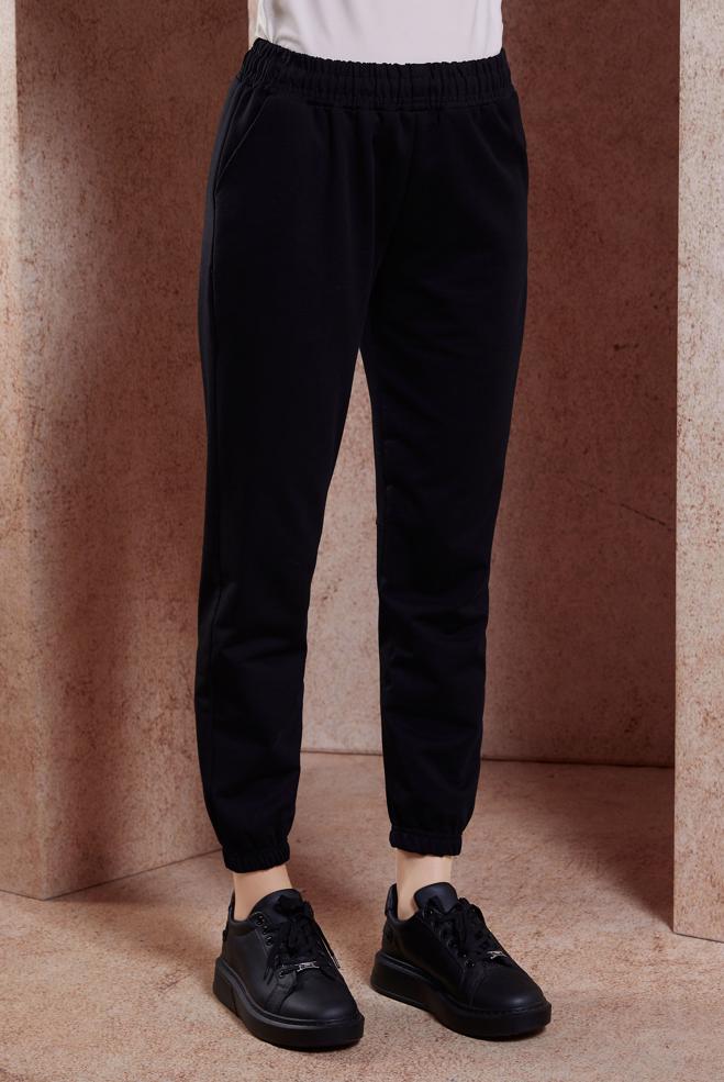 Vêtements hijab NOIR PANTALON DE SURVÊTEMENT À JAMBES ÉLASTIQUES 70397-1 - ALVİNA