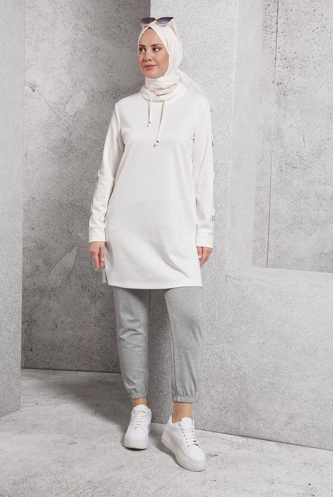 Hijab clothing GREY ELASTIC LEGS SWEATPANTS 70397-1 - ALVİNA