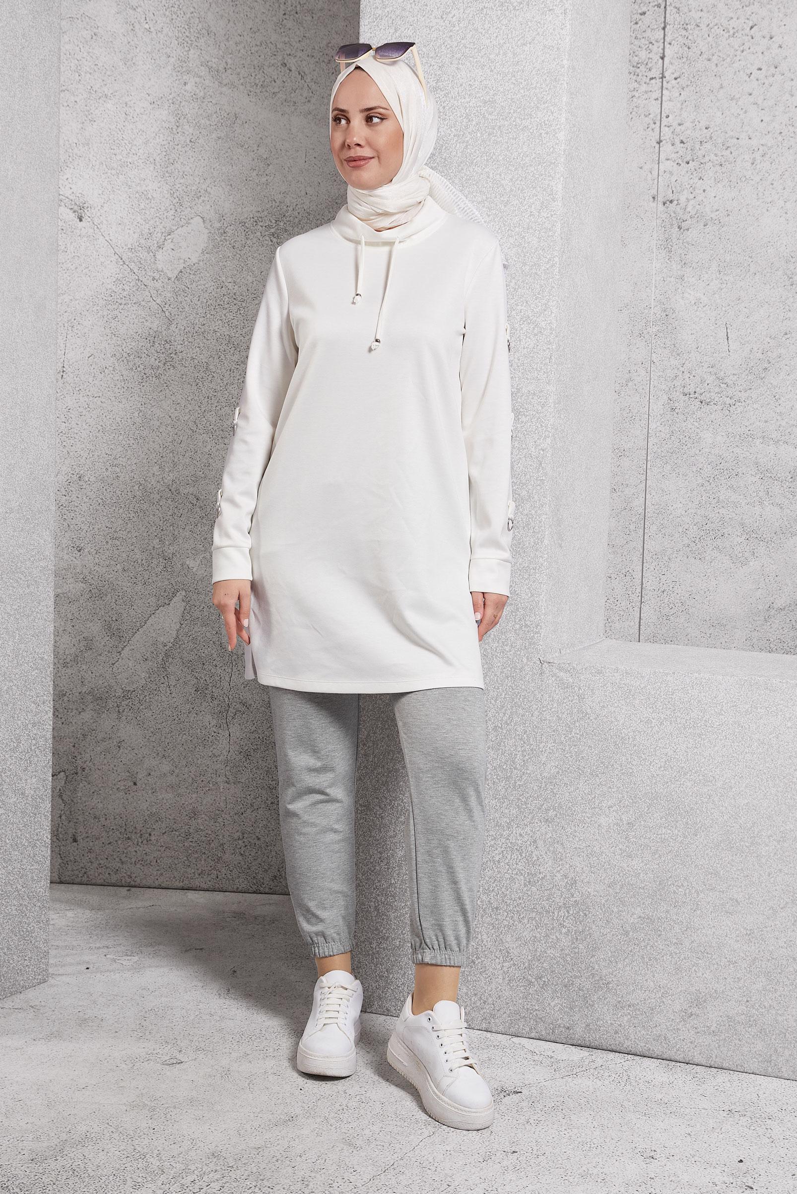 Hijab clothing GREY ELASTIC LEGS SWEATPANTS 70397-1