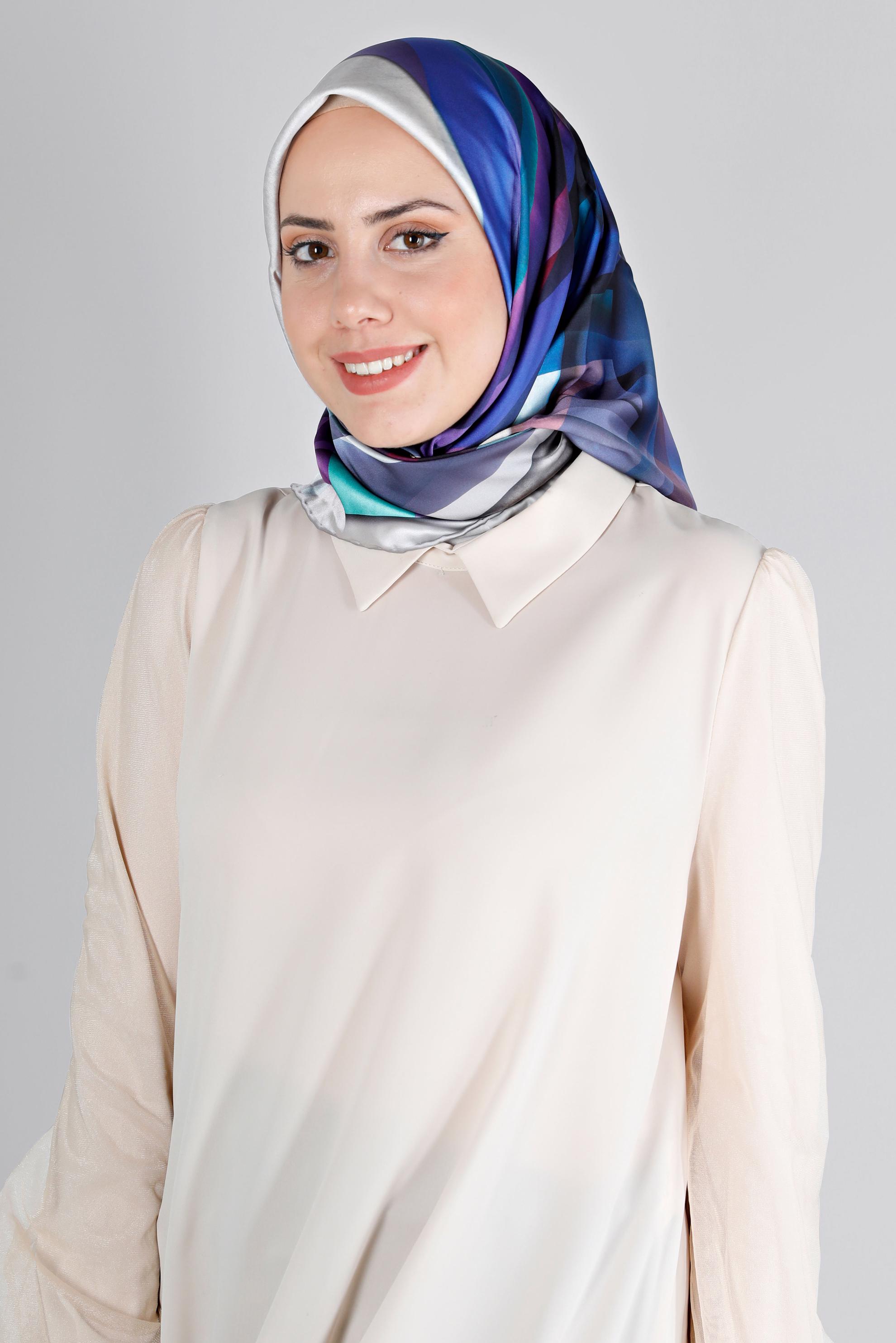 Tesettür giyim GRİ ALVİNA DİJİTAL SURA EŞARP 8201 