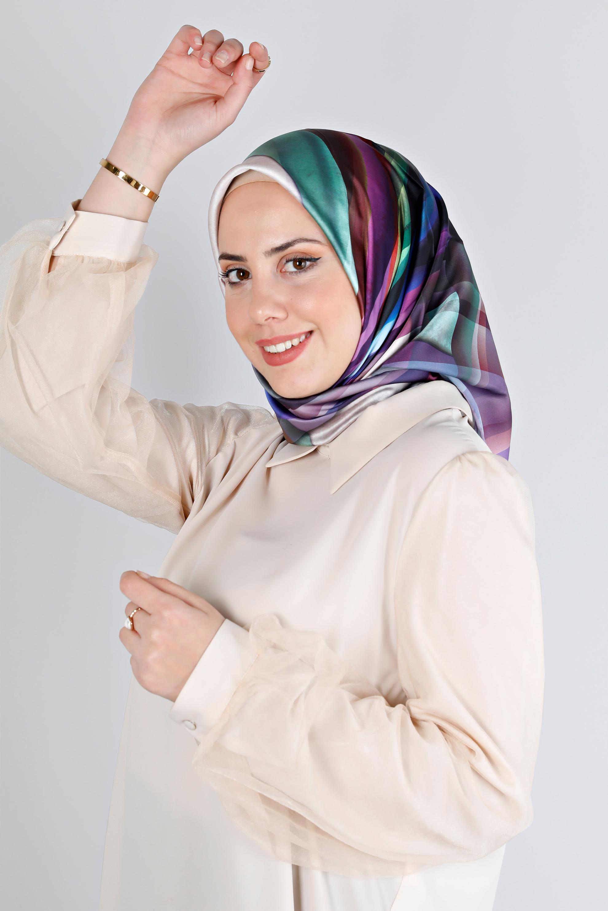 Tesettür giyim MOR ALVİNA DİJİTAL SURA EŞARP 8201 