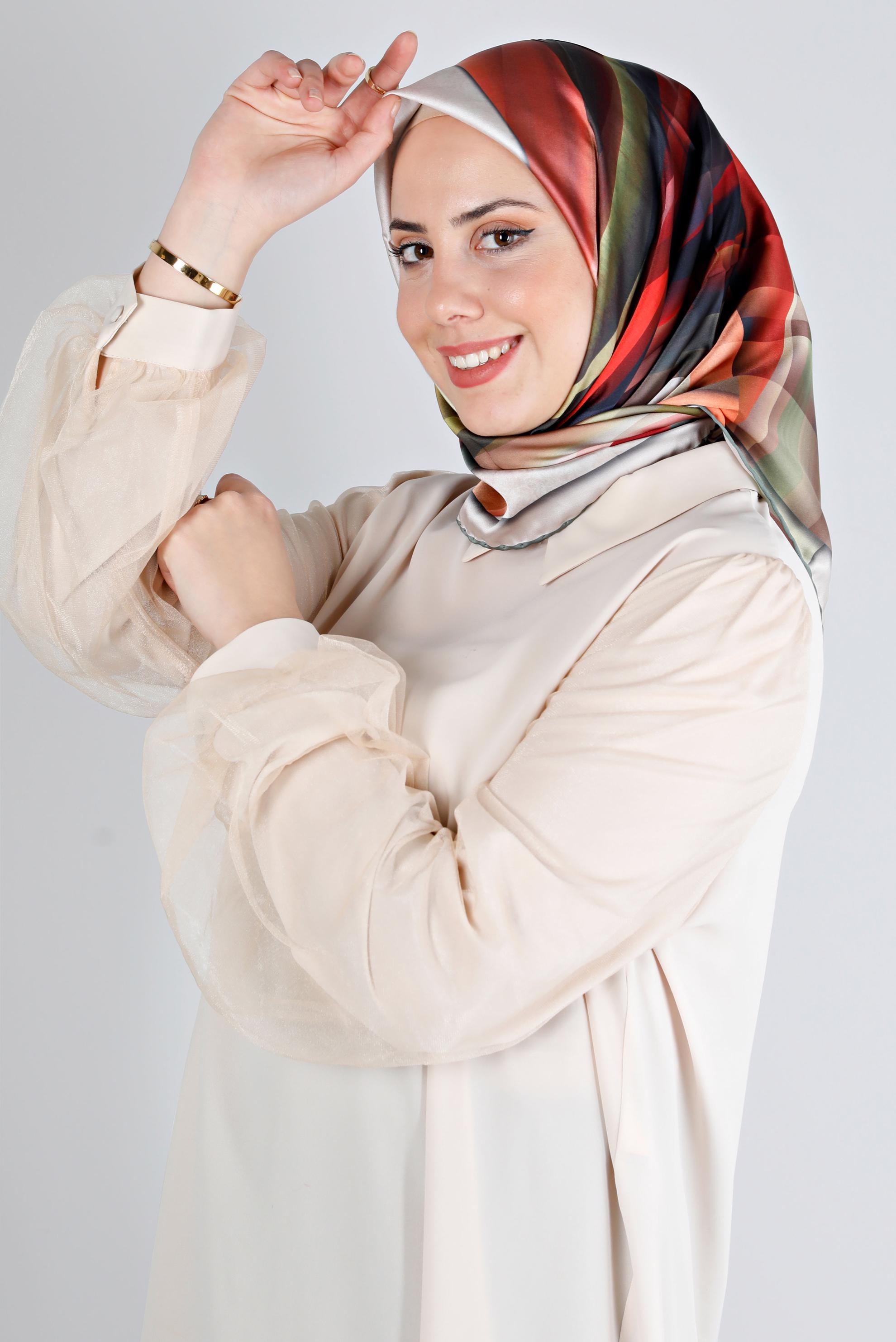 Tesettür giyim YEŞİL ALVİNA DİJİTAL SURA EŞARP 8201 