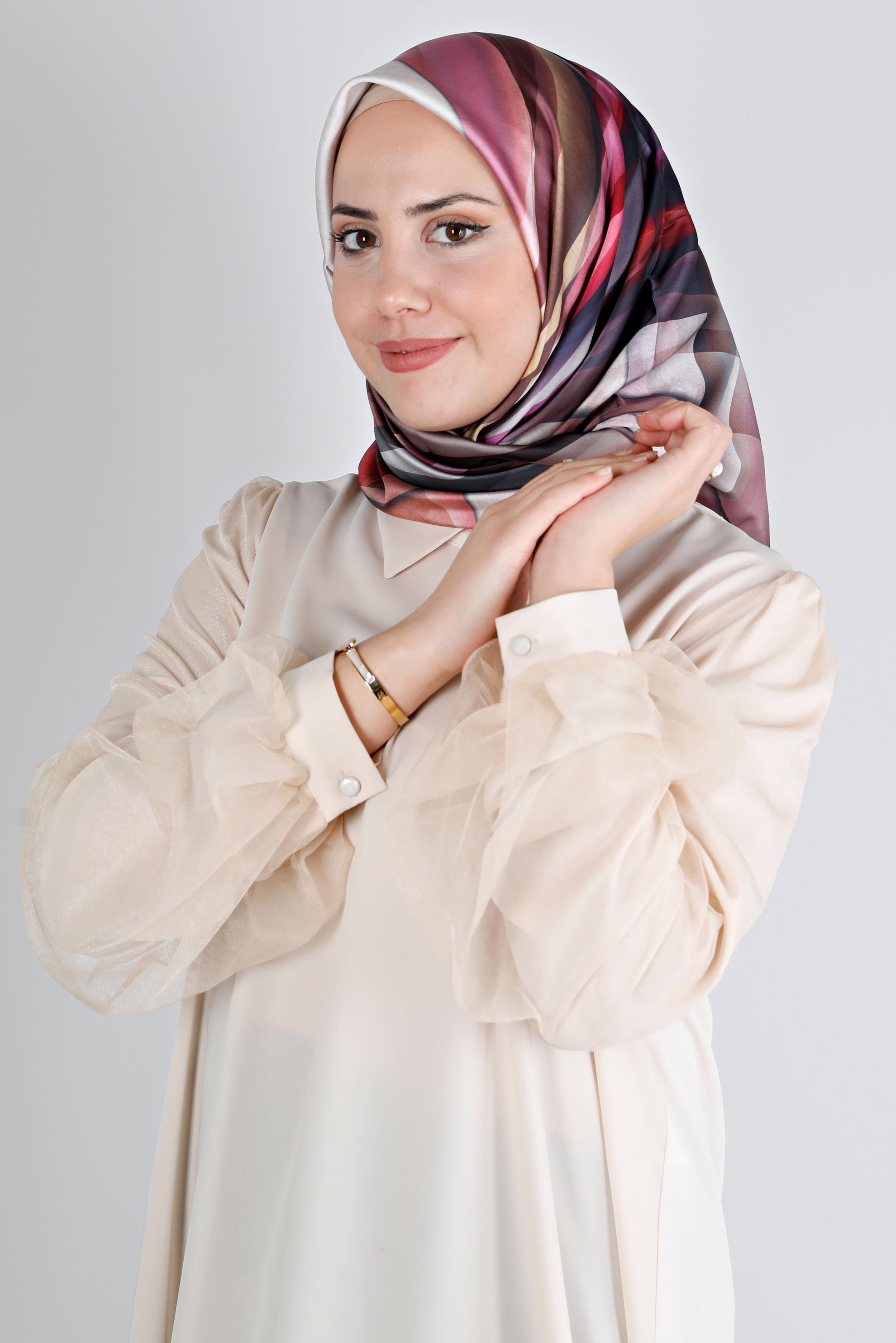 Tesettür giyim VİZON ALVİNA DİJİTAL SURA EŞARP 8201 