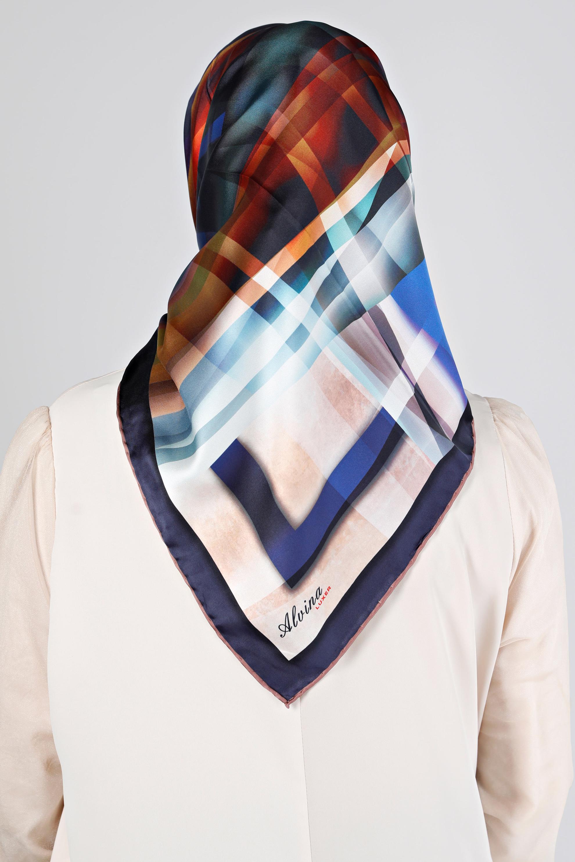 Tesettür giyim LACİVERT ALVİNA DİJİTAL SURA EŞARP 8201 