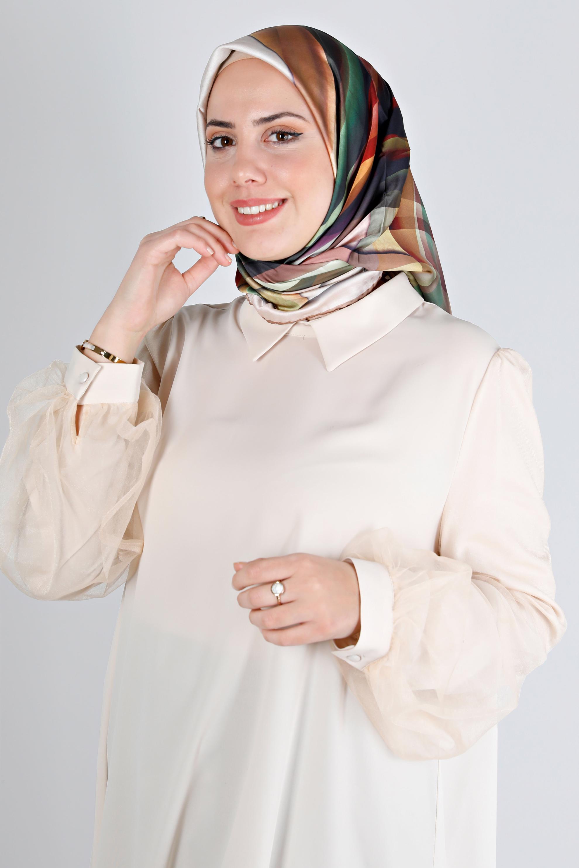 Tesettür giyim KAHVE ALVİNA DİJİTAL SURA EŞARP 8201 