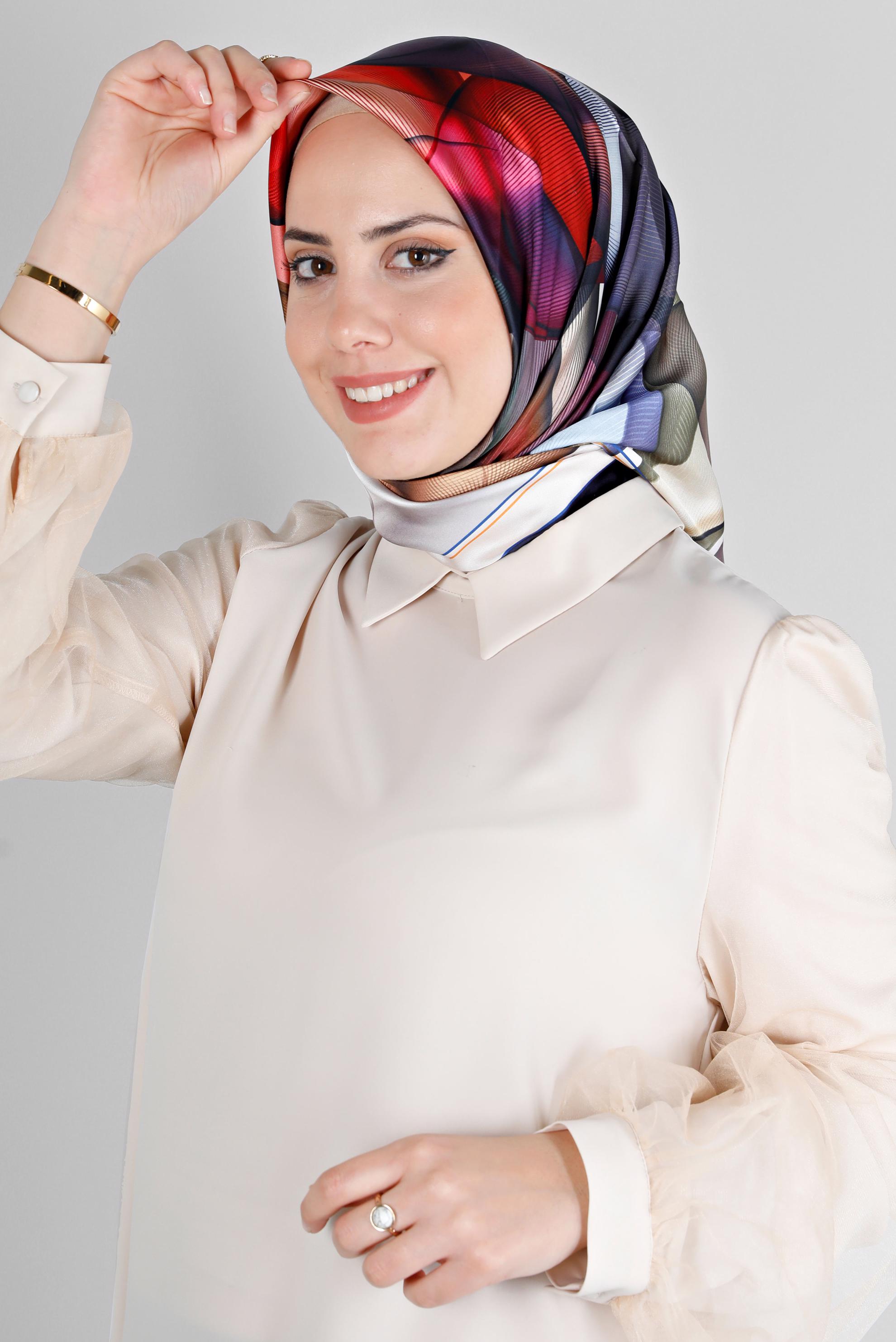 Hijab clothing NAVY BLUE ALVİNA PATTERNED SCARF 8202