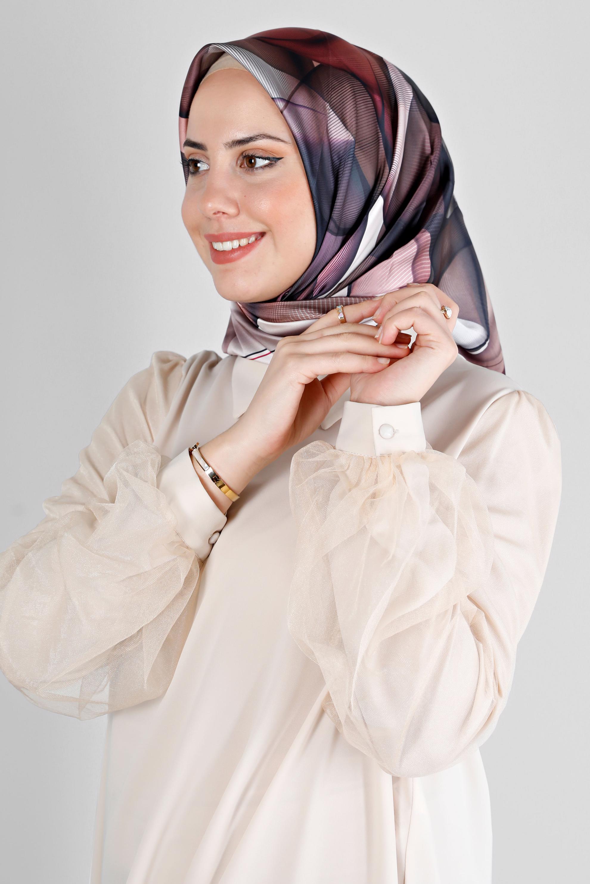 Tesettür giyim PUDRA ALVİNA DİJİTAL EŞARP 8202