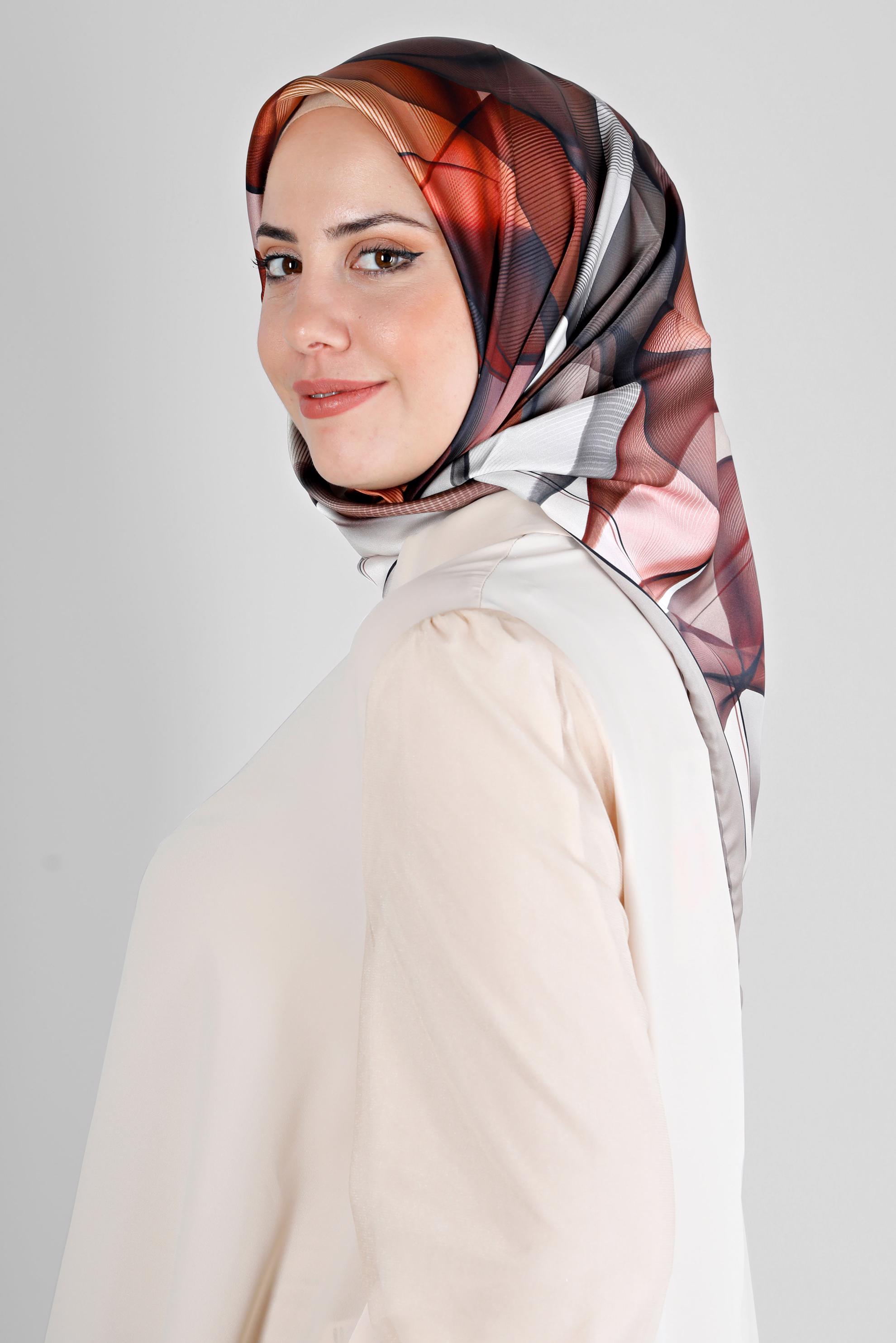 Hijab clothing MINK ALVİNA PATTERNED SCARF 8202