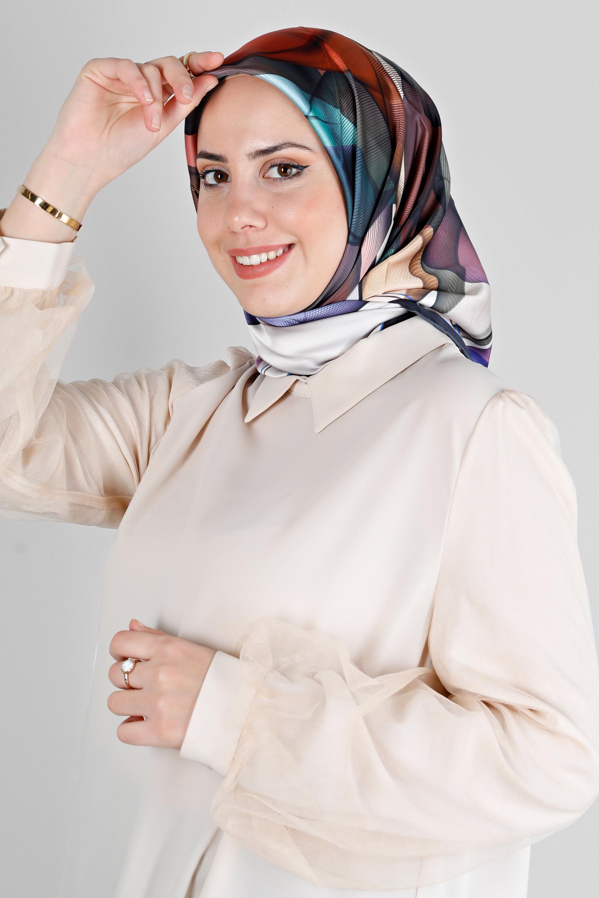 Tesettür giyim LACİVERT ALVİNA DİJİTAL EŞARP 8202