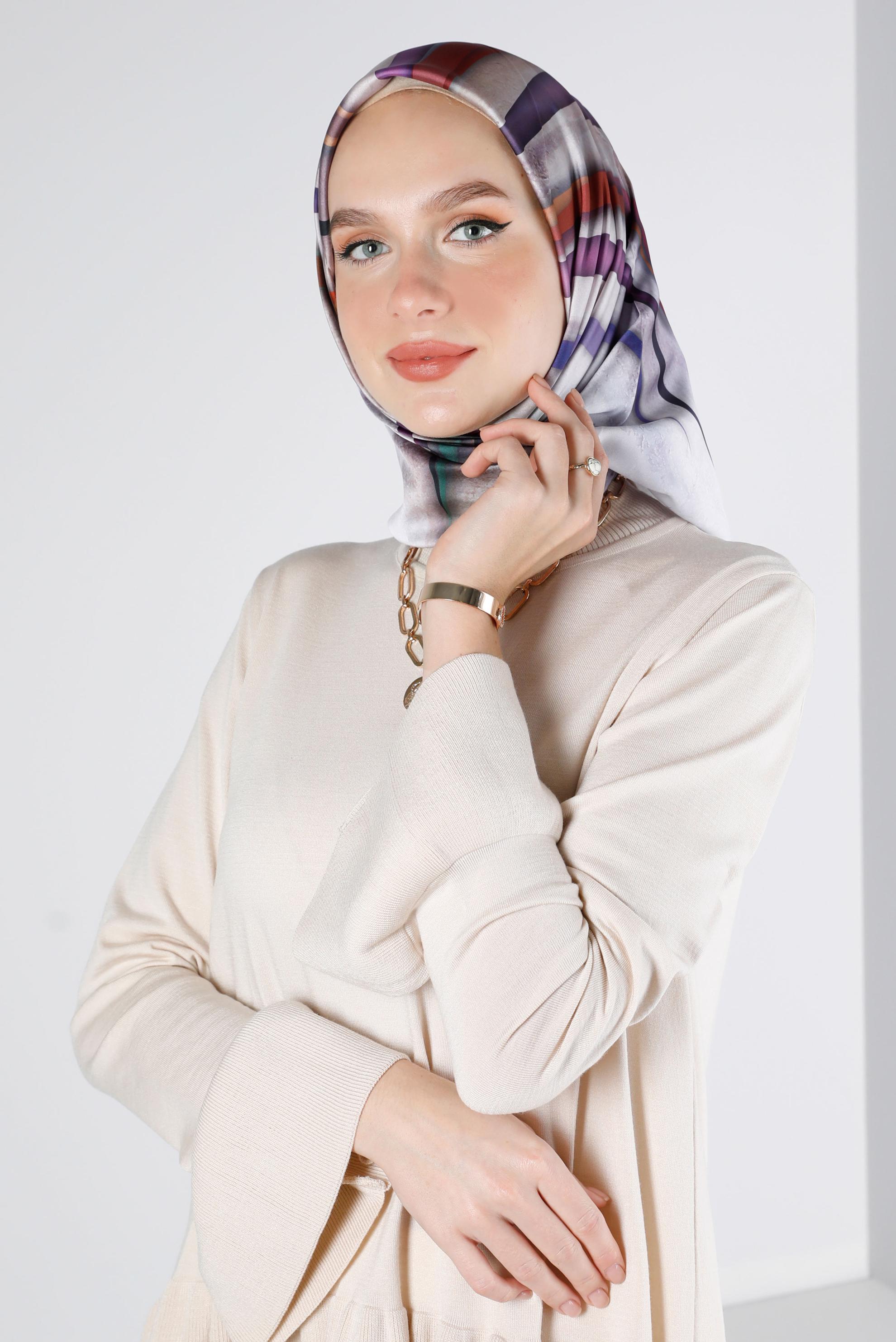 Tesettür giyim MOR ALVİNA DİJİTAL EŞARP 8203