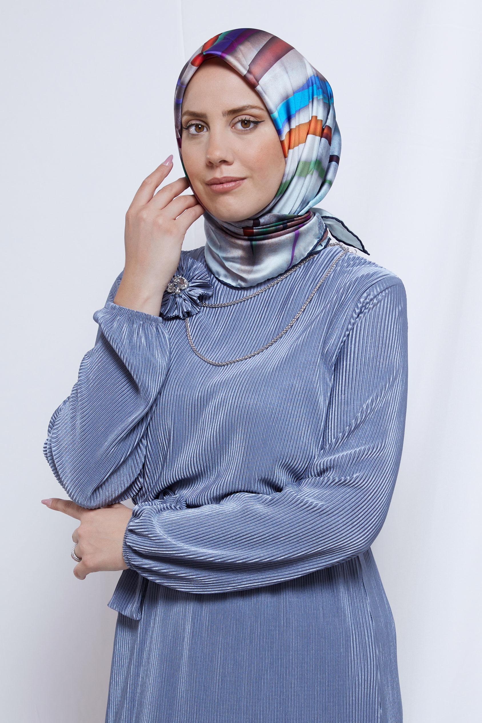 Tesettür giyim LACİVERT ALVİNA DİJİTAL EŞARP 8203