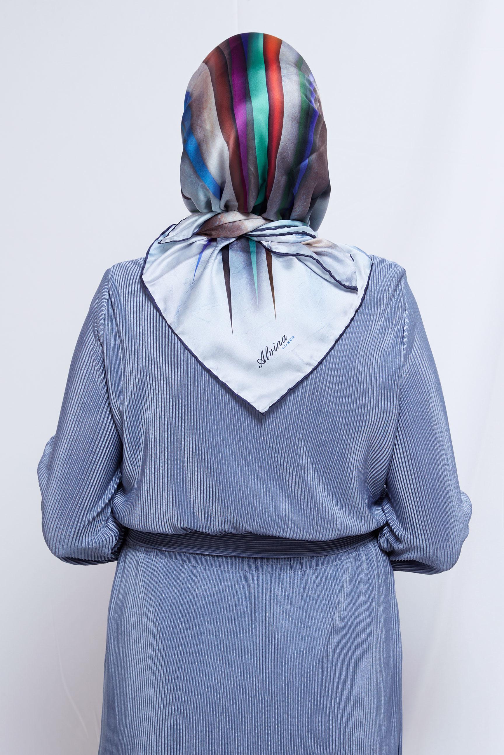 Tesettür giyim LACİVERT ALVİNA DİJİTAL EŞARP 8203