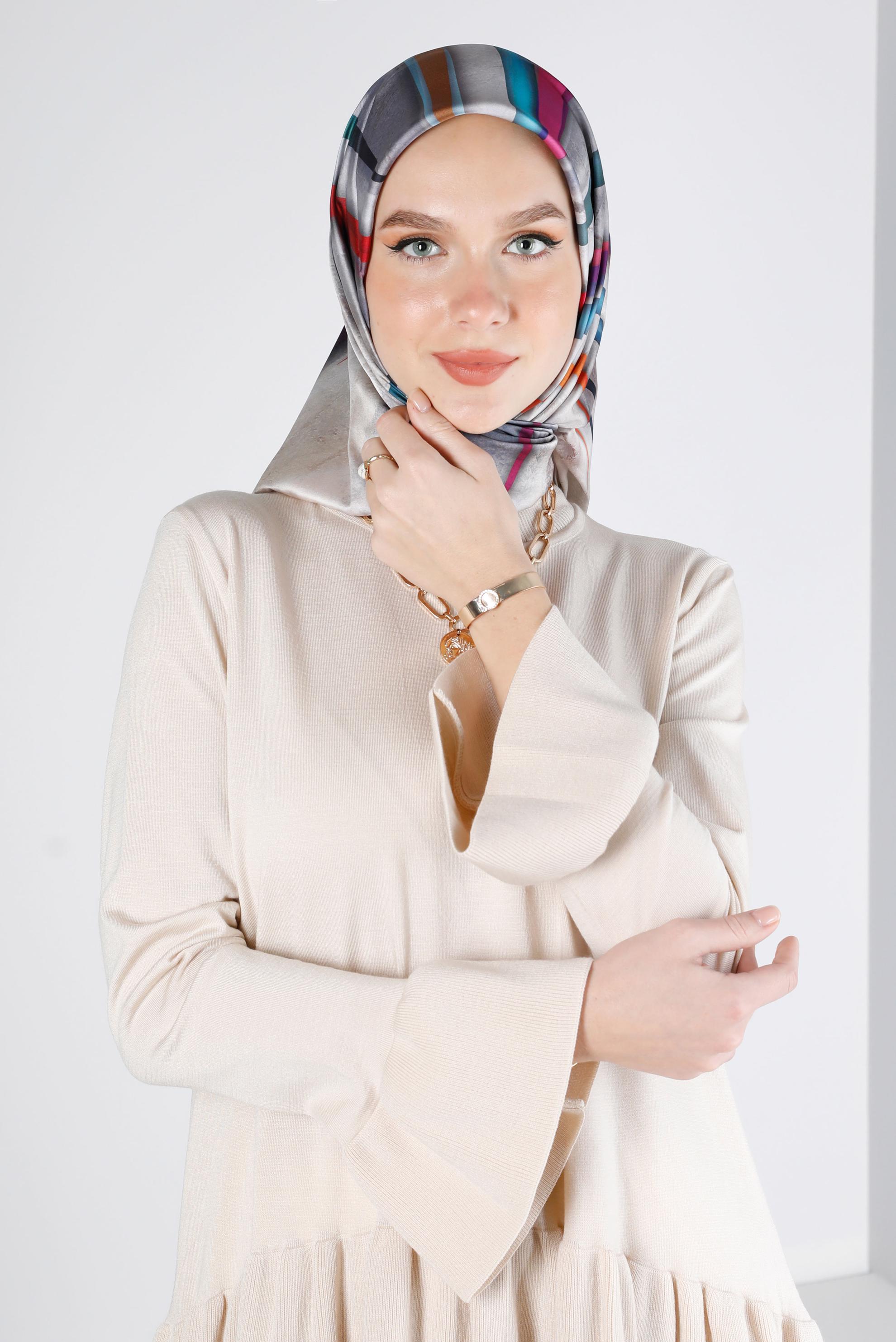 Hijab clothing MINK ALVİNA PATTERNED SCARF 8203