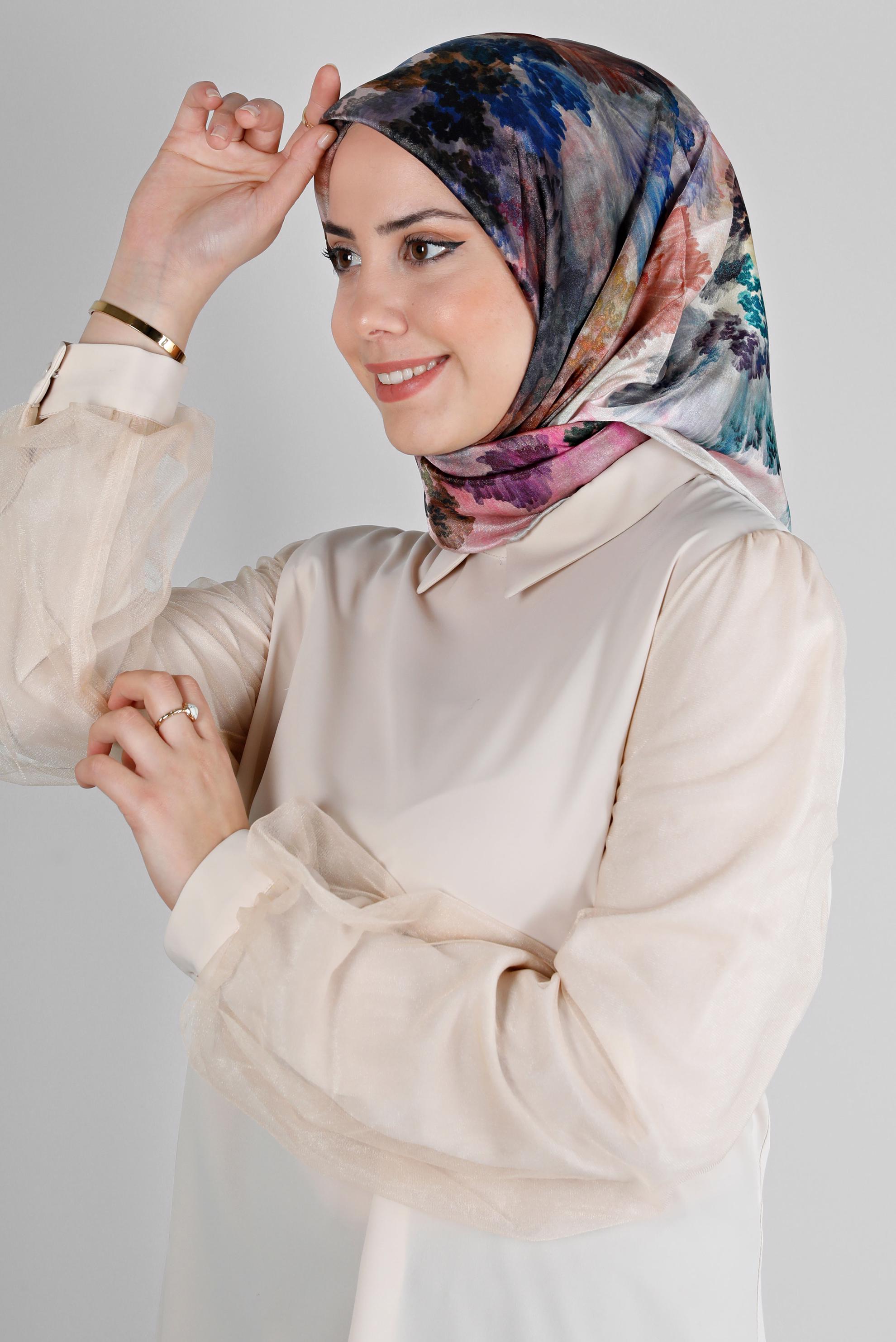 Tesettür giyim GRİ ALVİNA DİJİTAL KRİSTAL SURA EŞARP 8204 