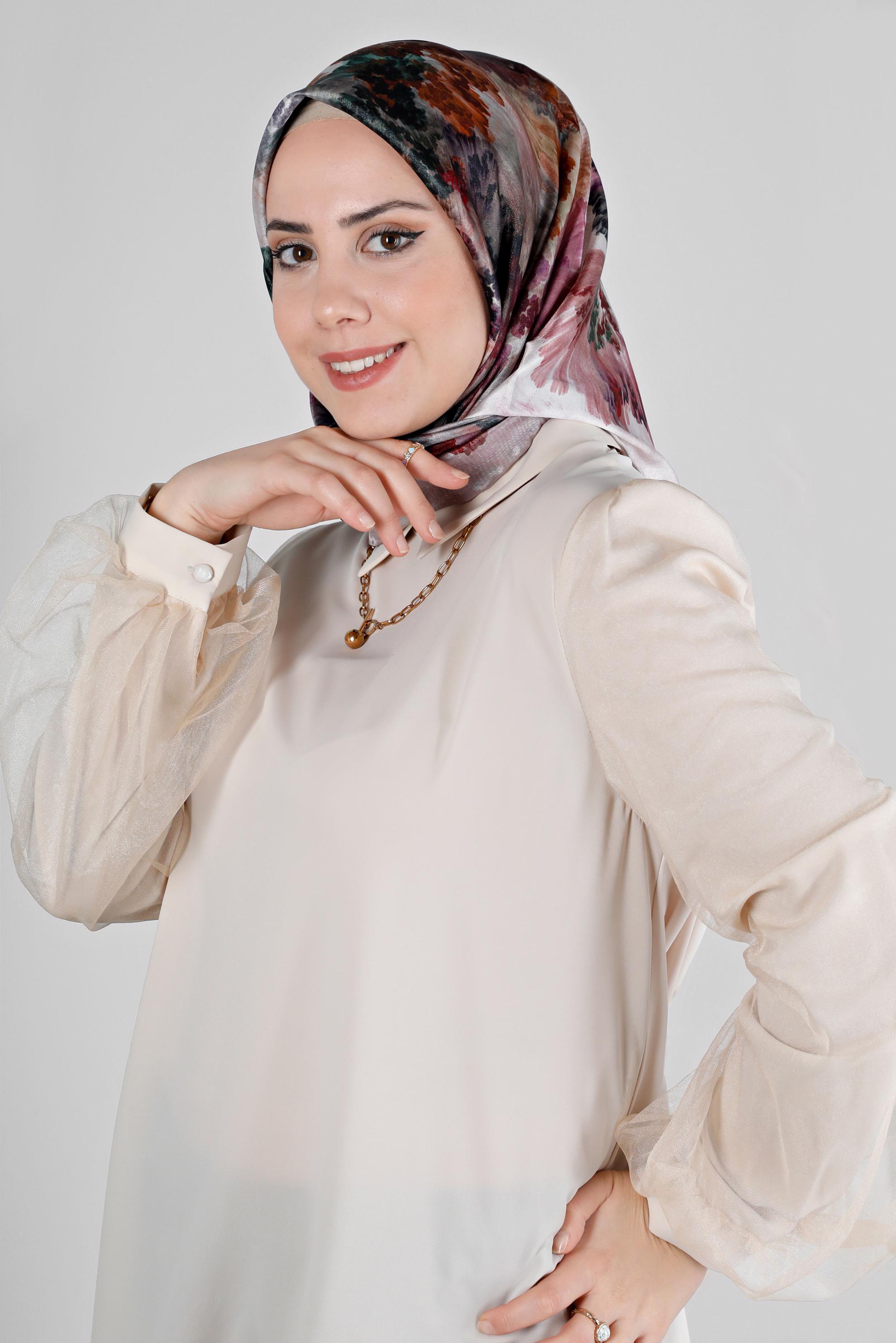 Tesettür giyim PUDRA ALVİNA DİJİTAL KRİSTAL SURA EŞARP 8204 