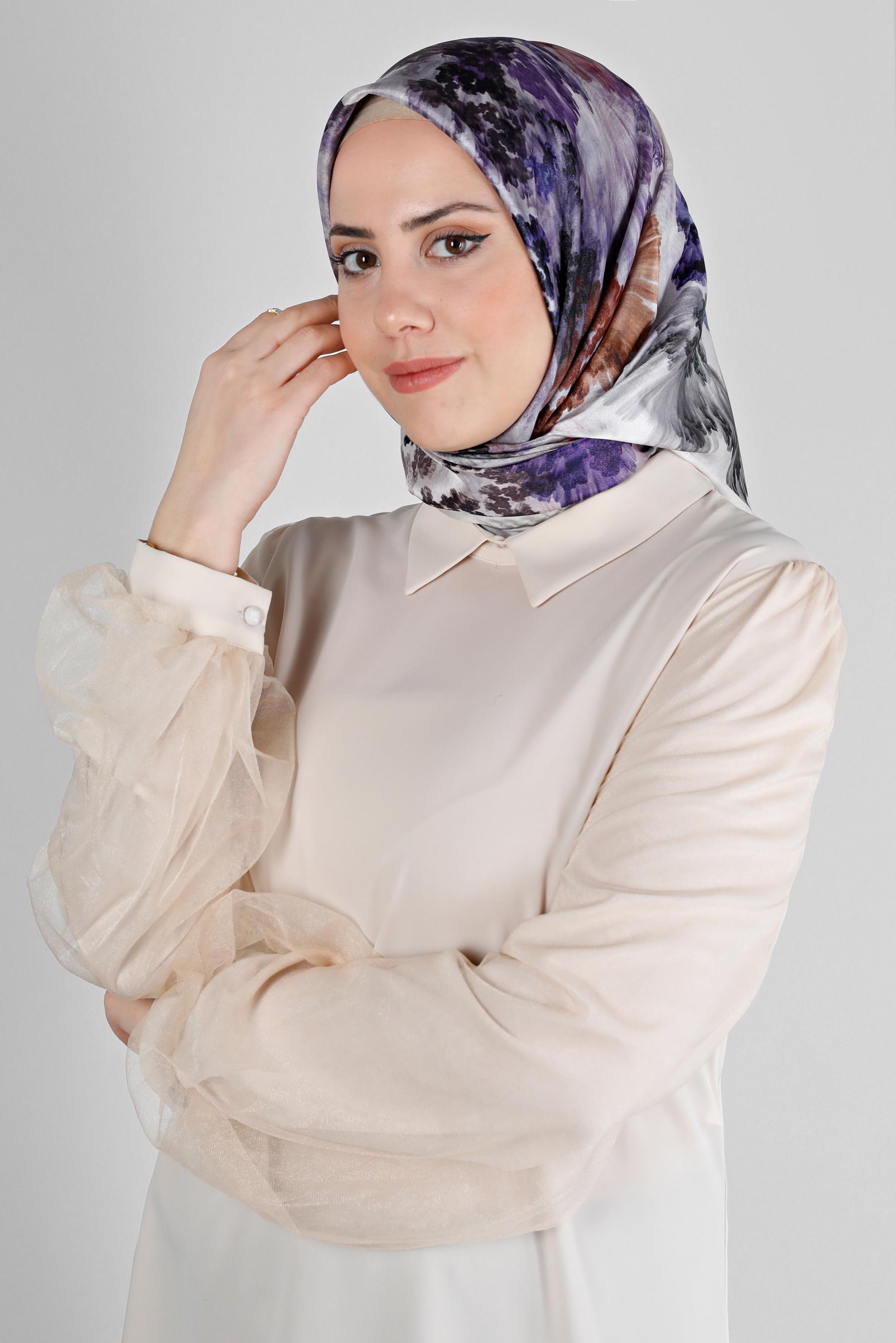 Tesettür giyim BEJ ALVİNA DİJİTAL KRİSTAL SURA EŞARP 8204 