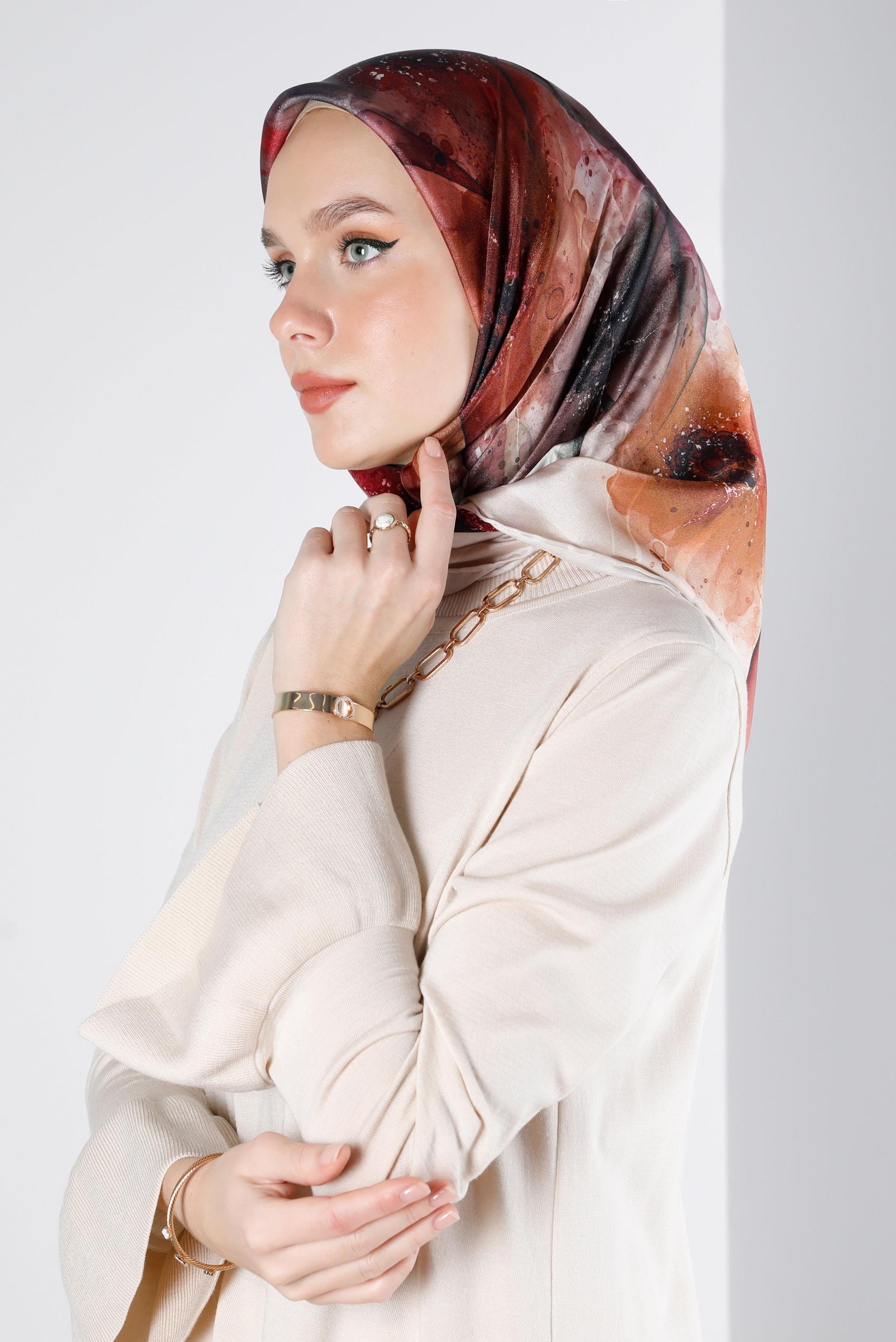 Tesettür giyim PUDRA  ALVİNA DİJİTAL KRİSTAL SURA EŞARP 8205