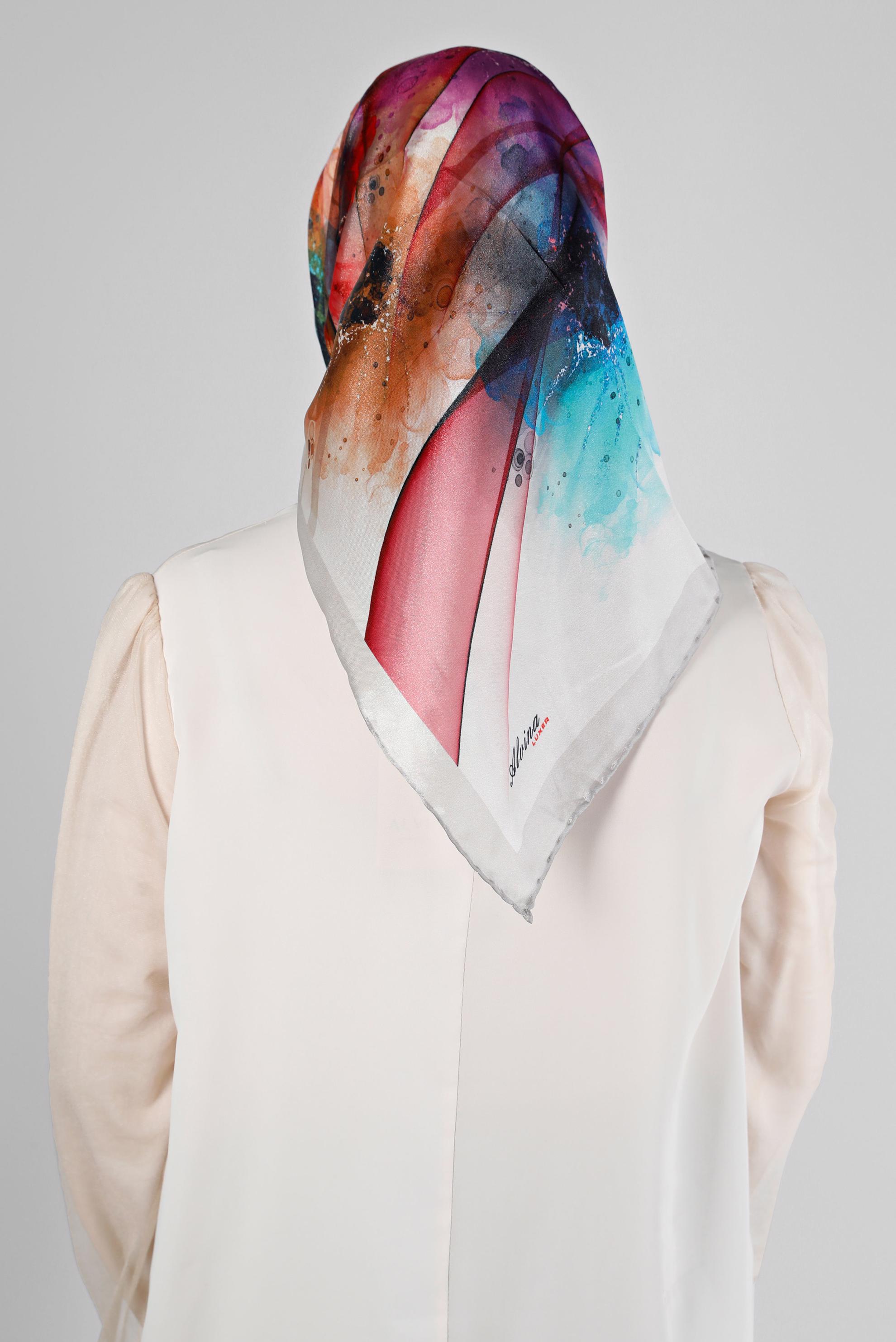 Tesettür giyim MAVİ  ALVİNA DİJİTAL KRİSTAL SURA EŞARP 8205