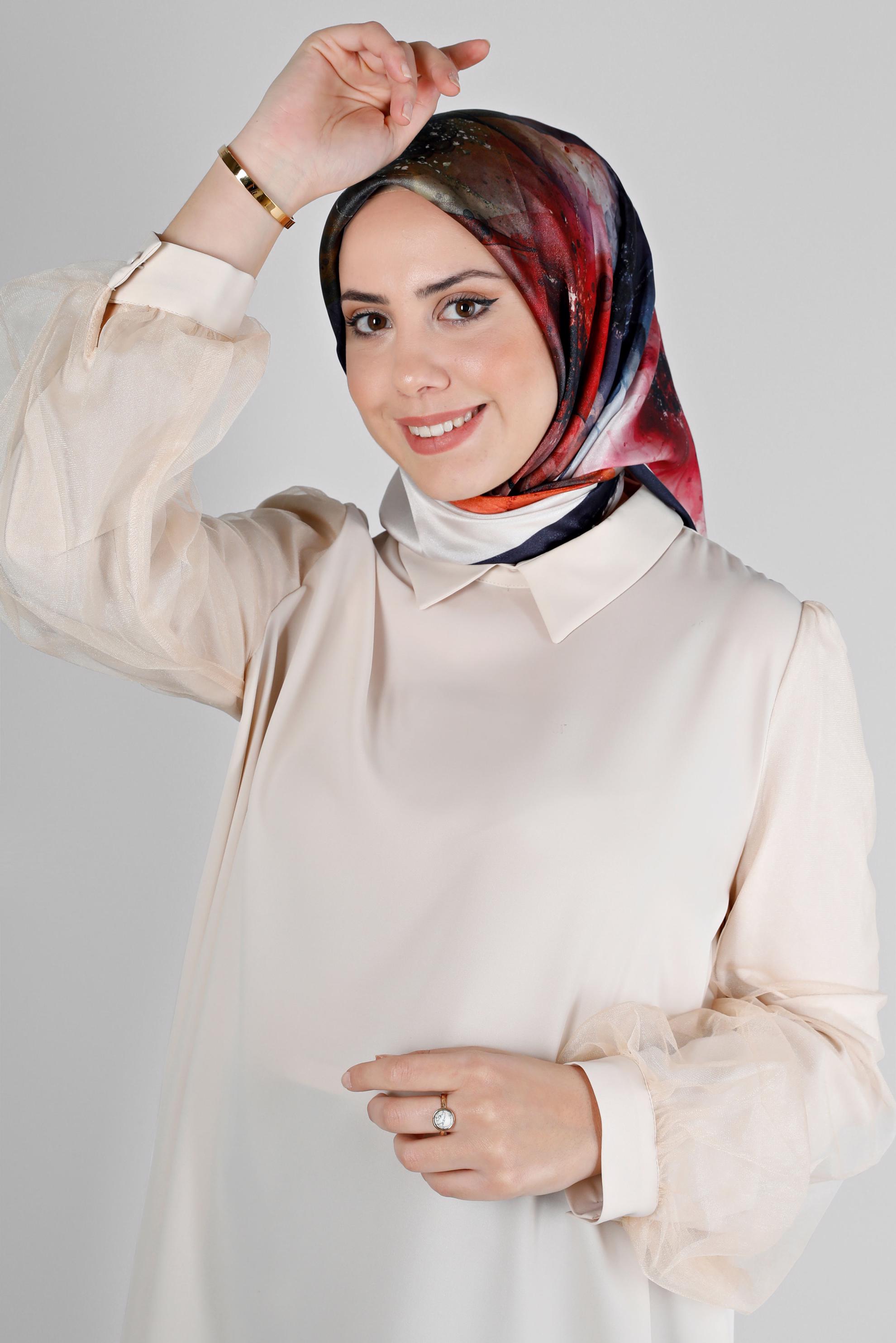 Tesettür giyim LACİVERT  ALVİNA DİJİTAL KRİSTAL SURA EŞARP 8205