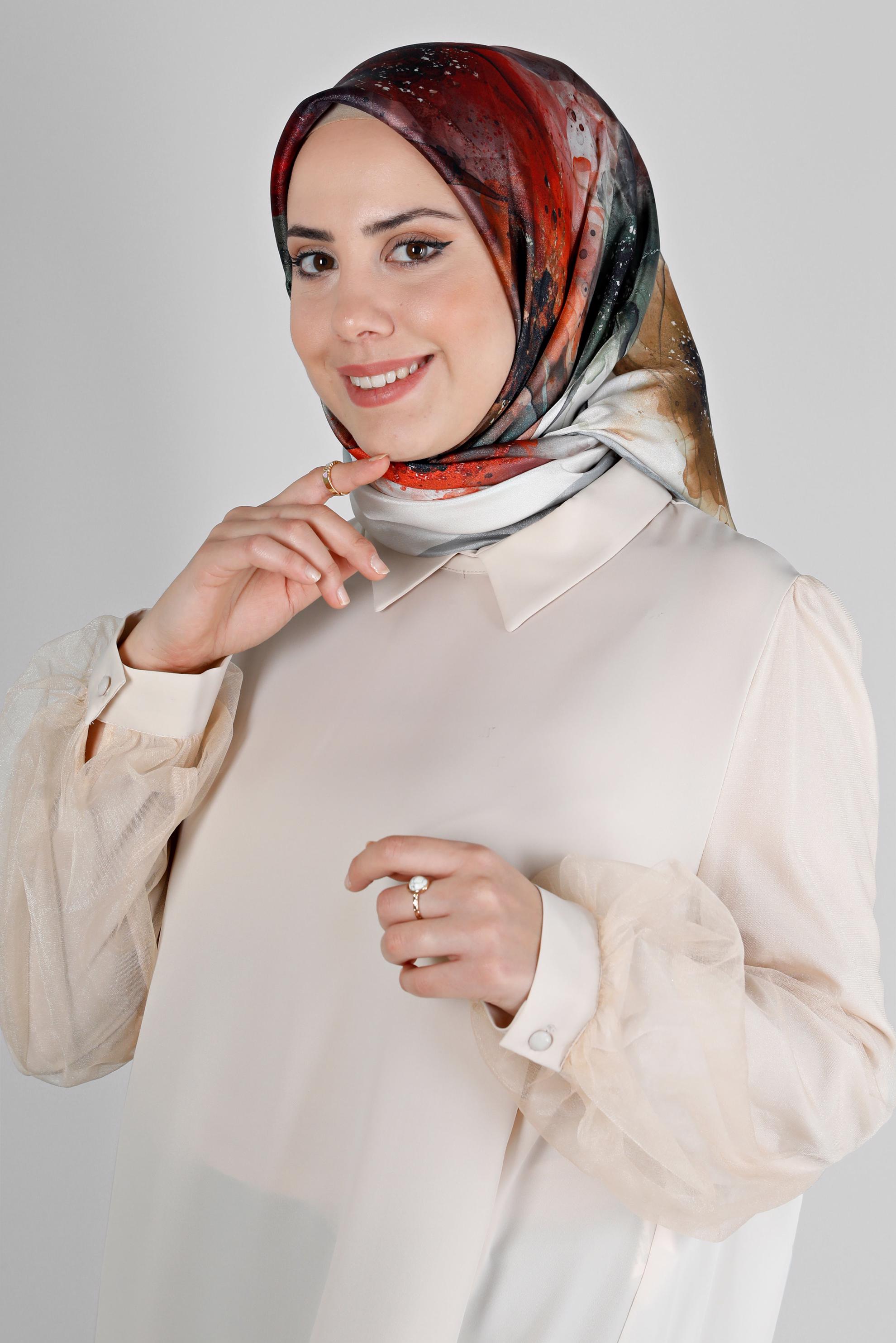 Tesettür giyim YEŞİL  ALVİNA DİJİTAL KRİSTAL SURA EŞARP 8205