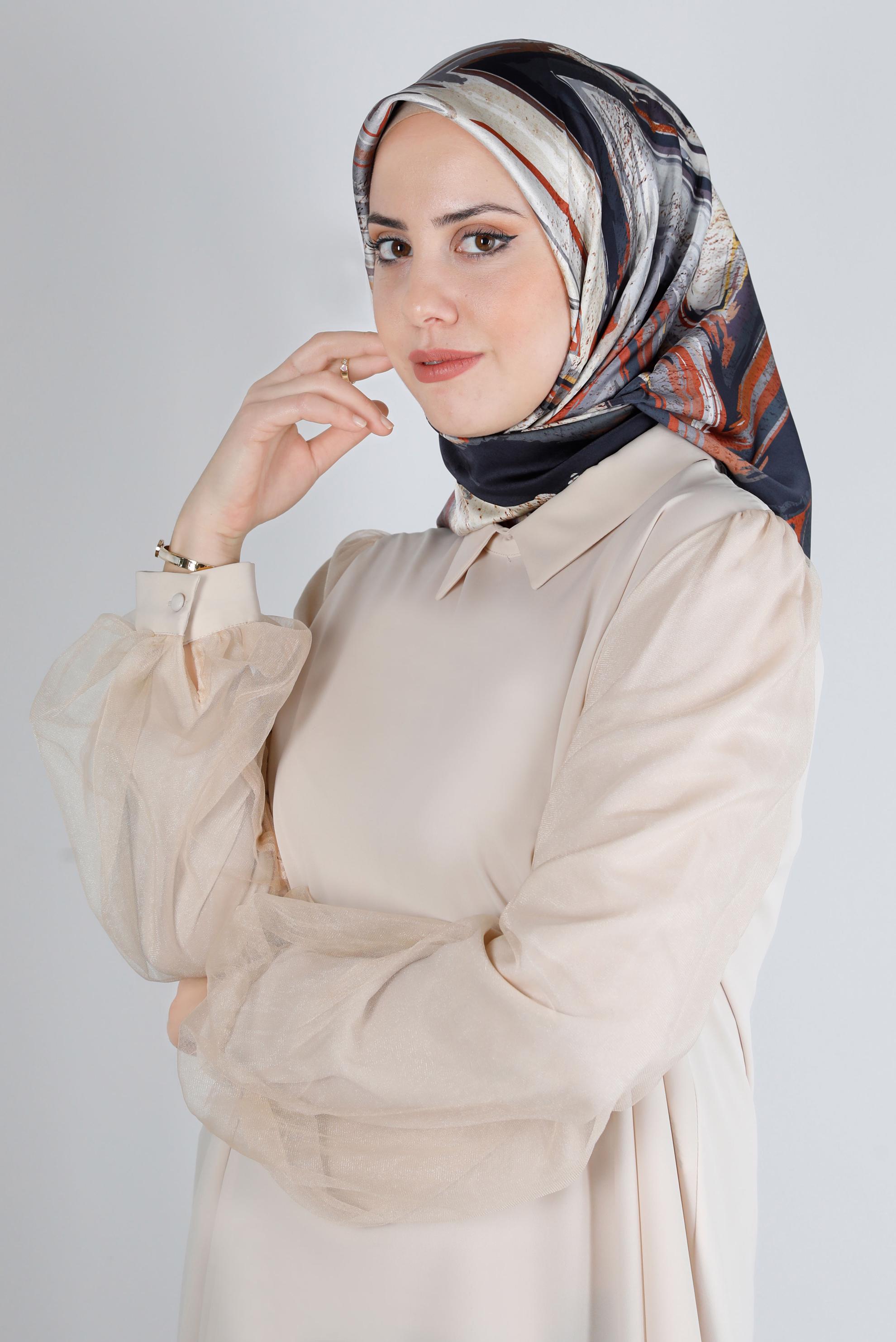 Tesettür giyim GRİ ALVİNA DİJİTAL SURA EŞARP 8206 