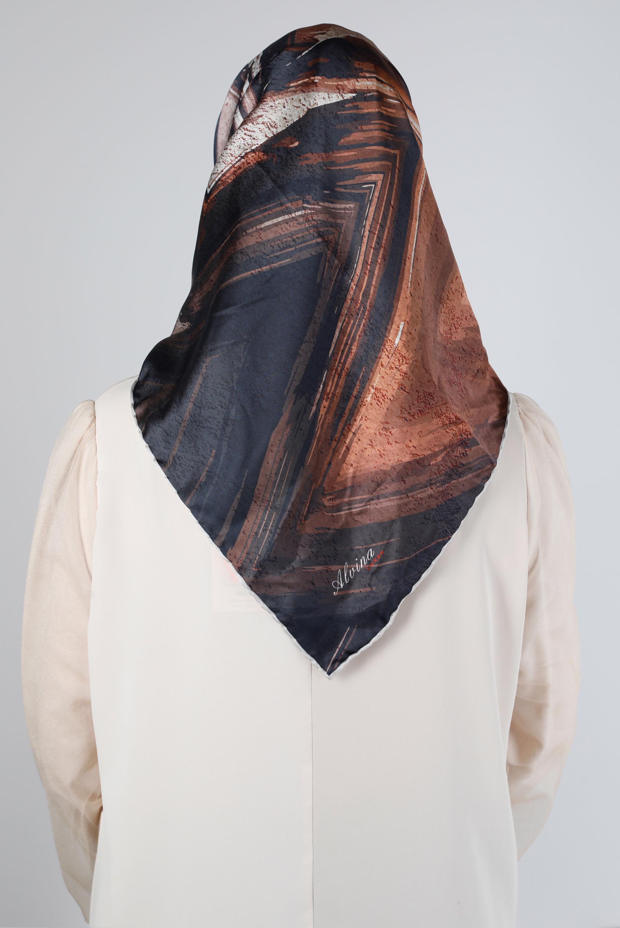 Tesettür giyim KAHVE ALVİNA DİJİTAL SURA EŞARP 8206 