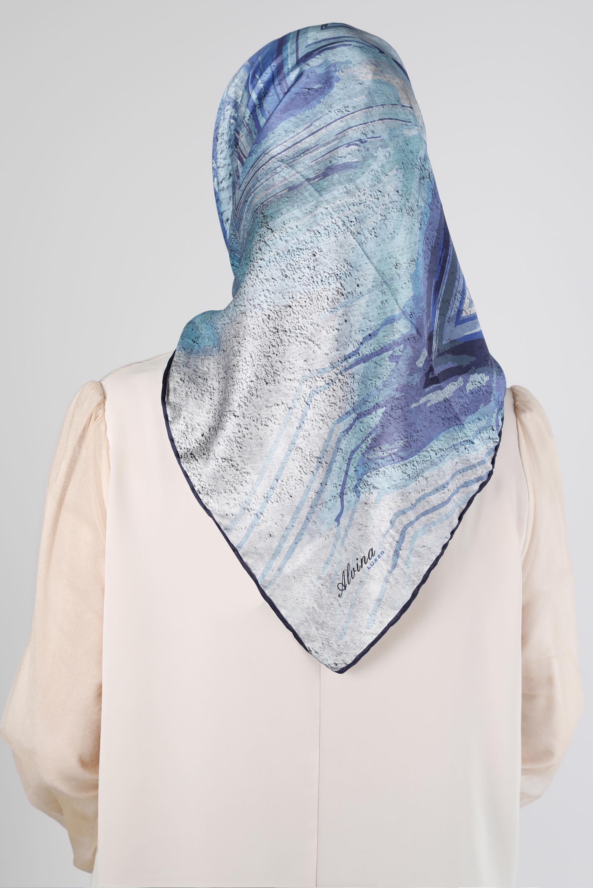 Tesettür giyim LACİVERT ALVİNA DİJİTAL SURA EŞARP 8206 