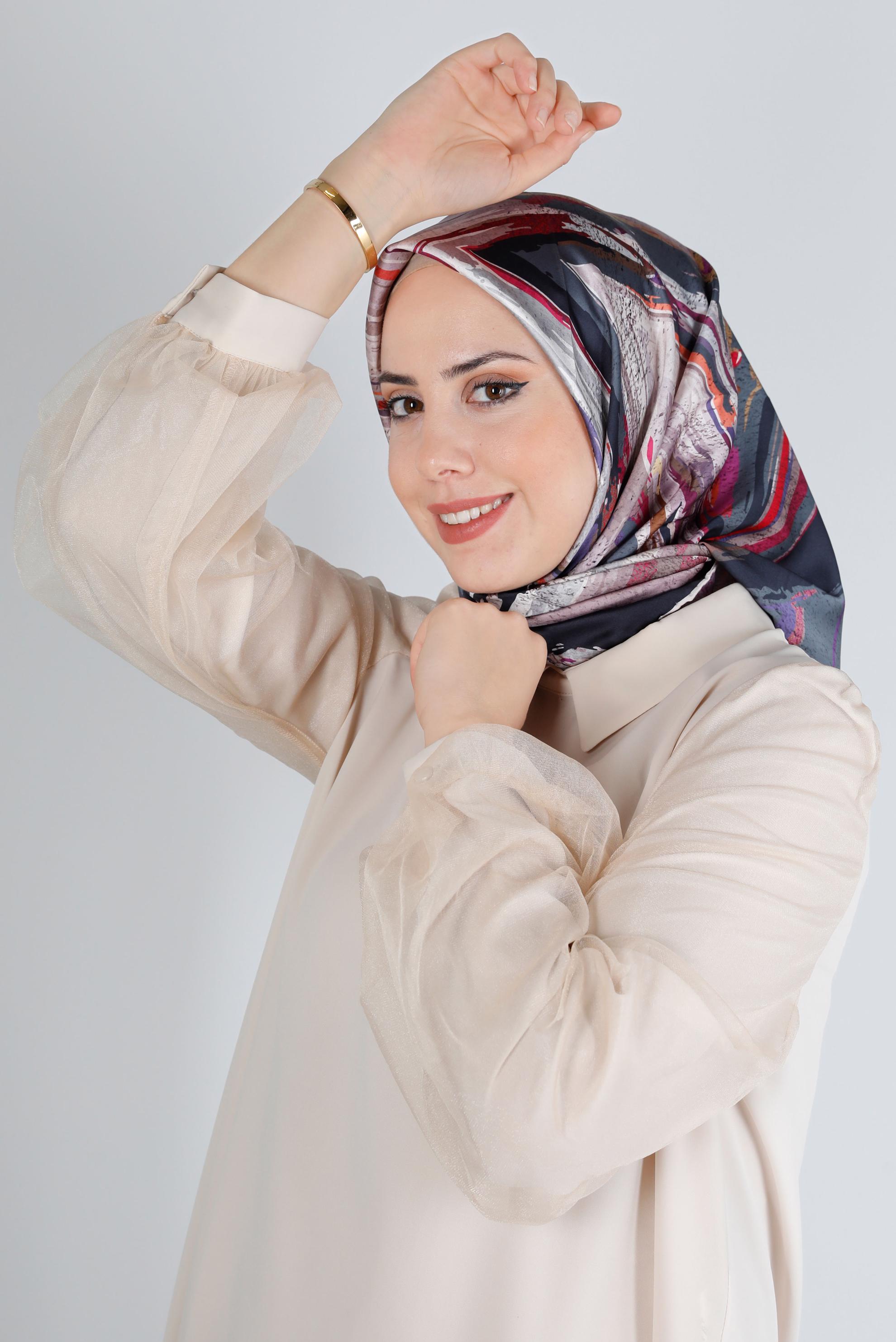 Tesettür giyim PUDRA ALVİNA DİJİTAL SURA EŞARP 8206 