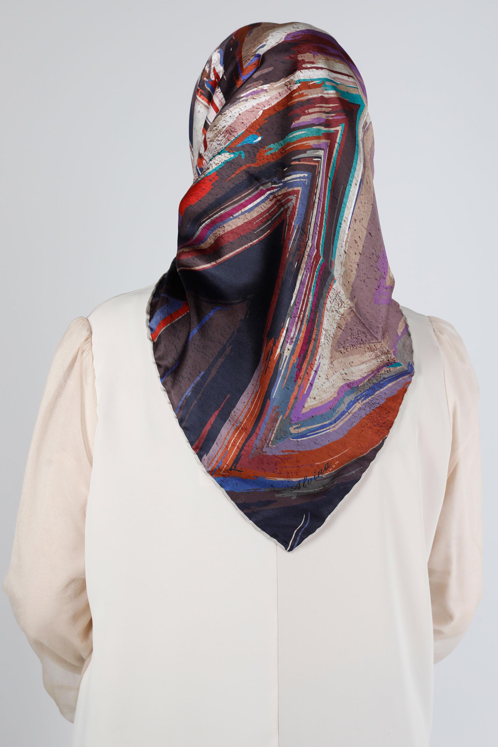 Tesettür giyim VİZON ALVİNA DİJİTAL SURA EŞARP 8206 