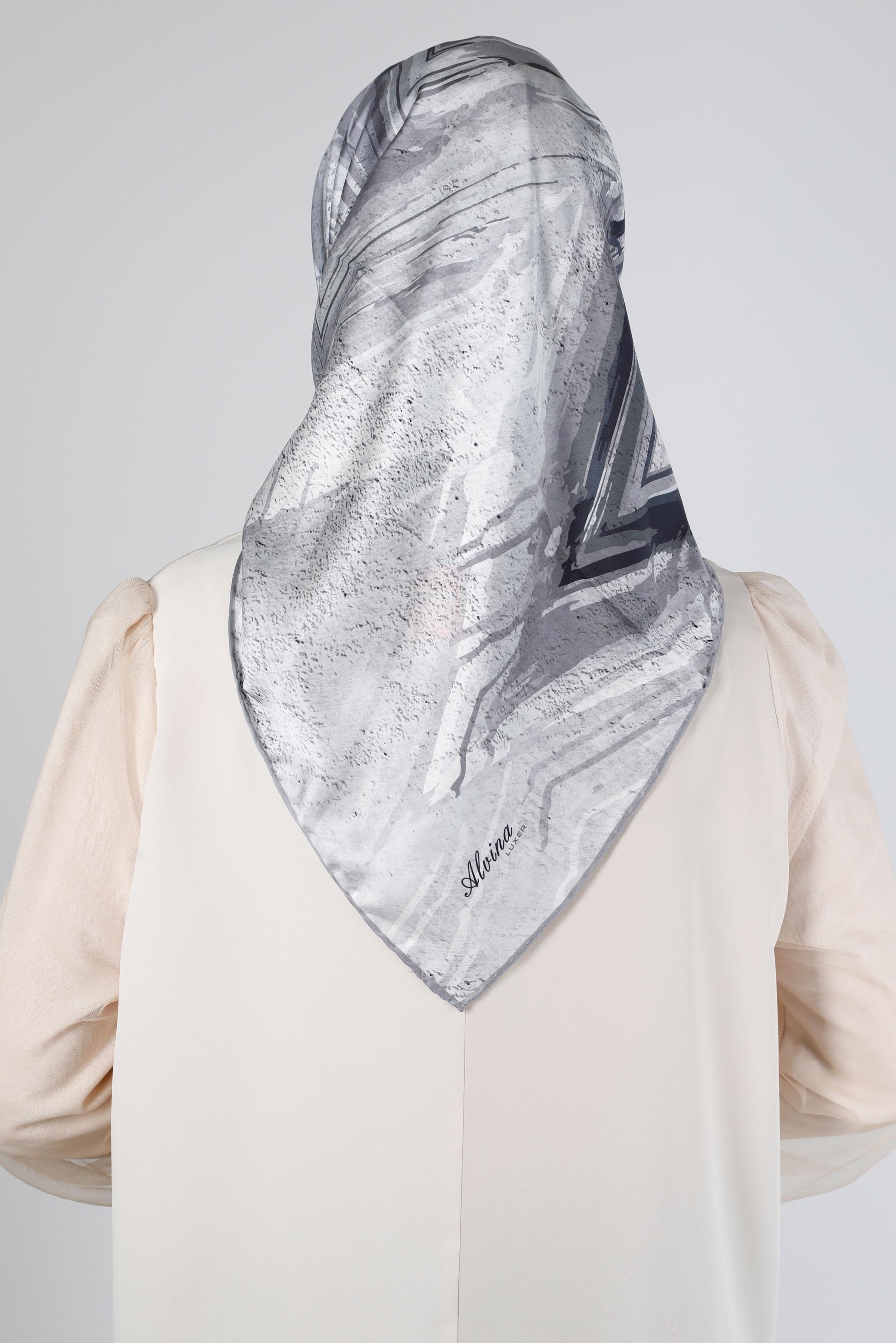 Tesettür giyim GRİ ALVİNA DİJİTAL SURA EŞARP 8206 