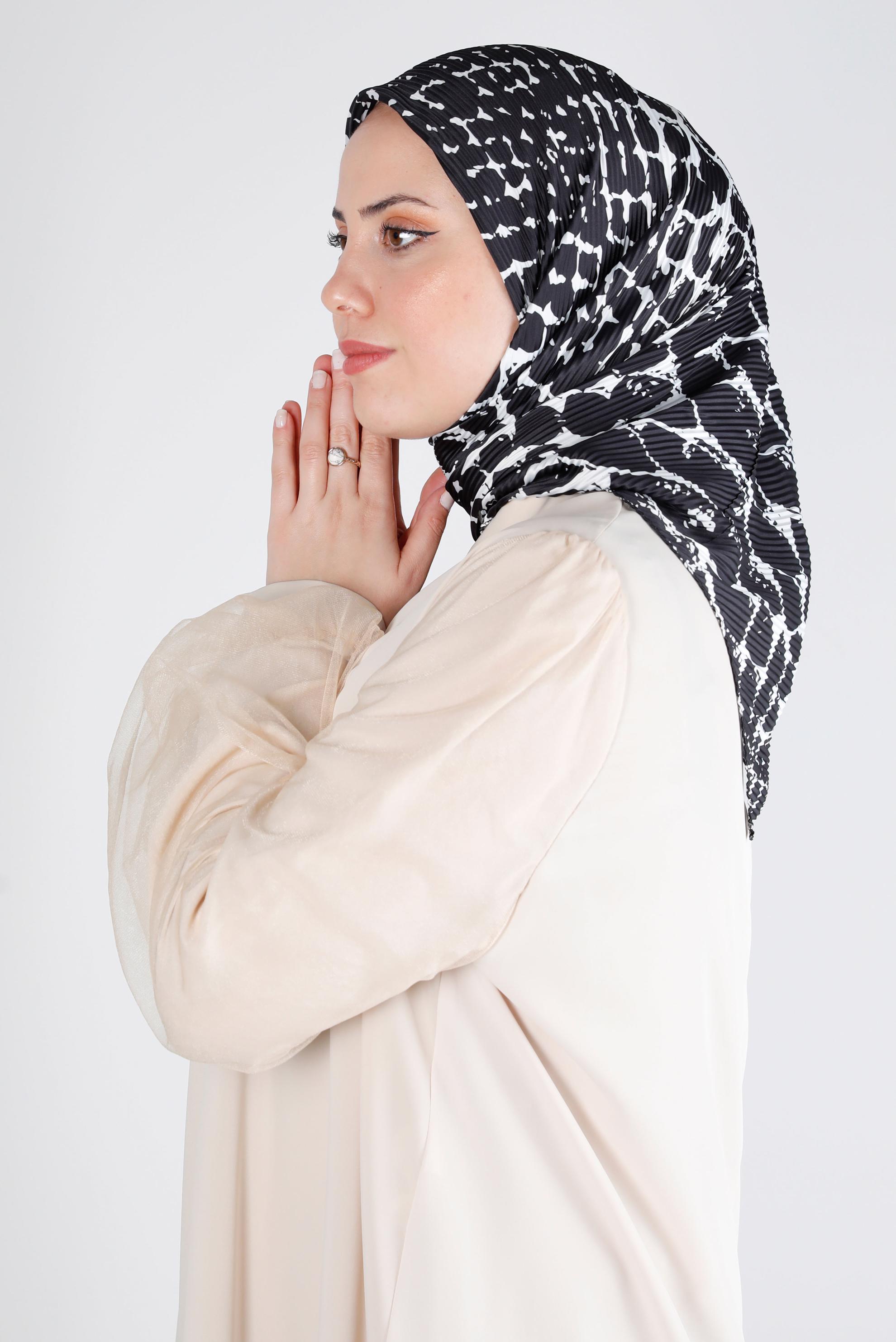 Tesettür giyim SİYAH ALVİNA DESENLİ EŞARP 8211