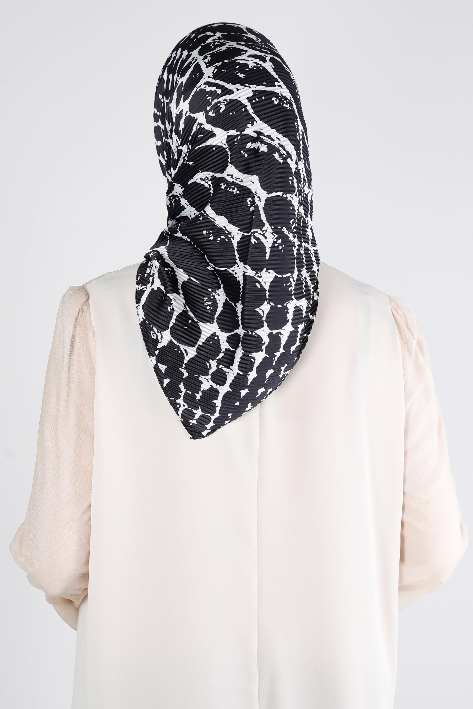 Tesettür giyim SİYAH ALVİNA DESENLİ EŞARP 8211