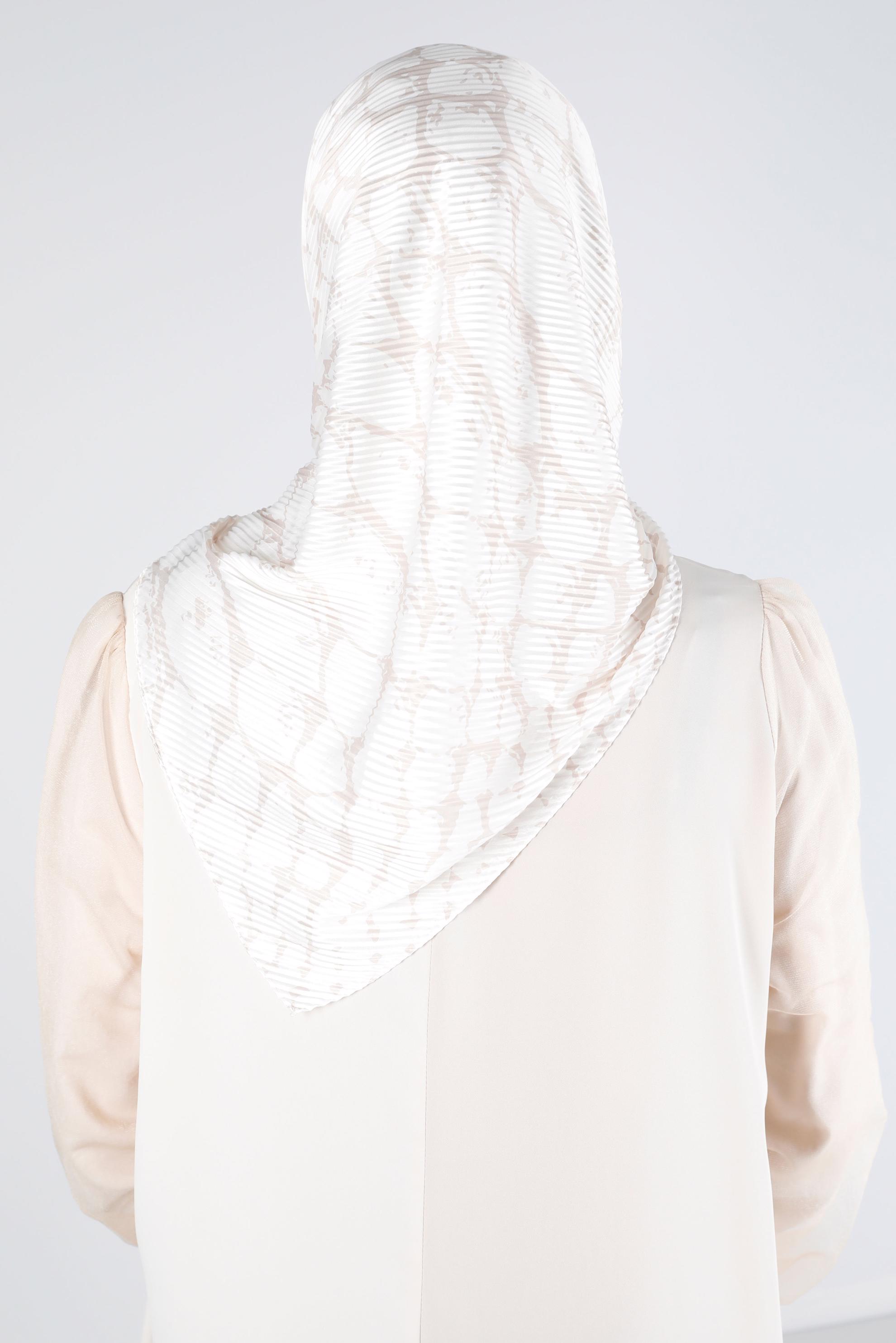 Tesettür giyim BEJ ALVİNA DESENLİ EŞARP 8211