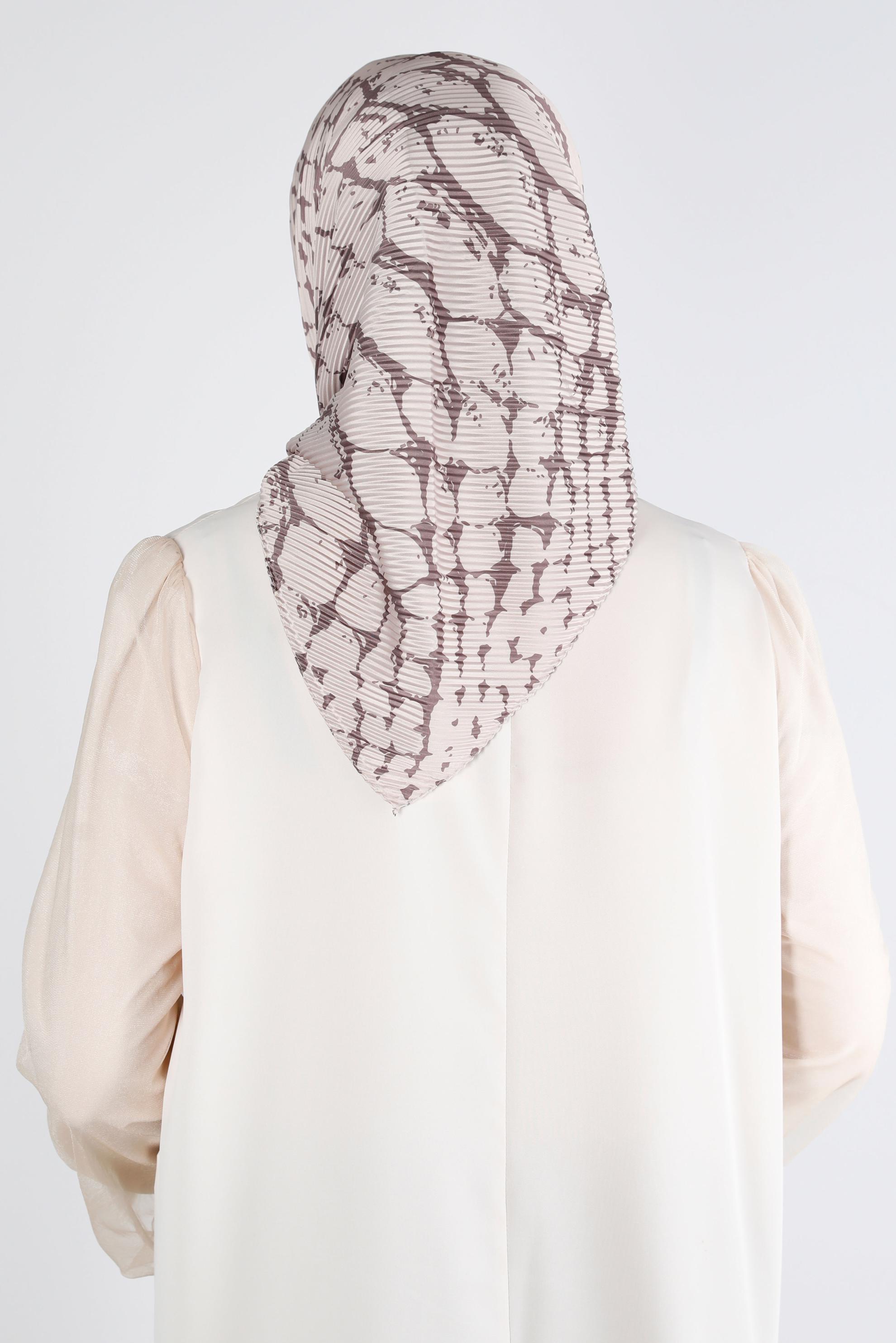 Tesettür giyim KAHVE ALVİNA DESENLİ EŞARP 8211