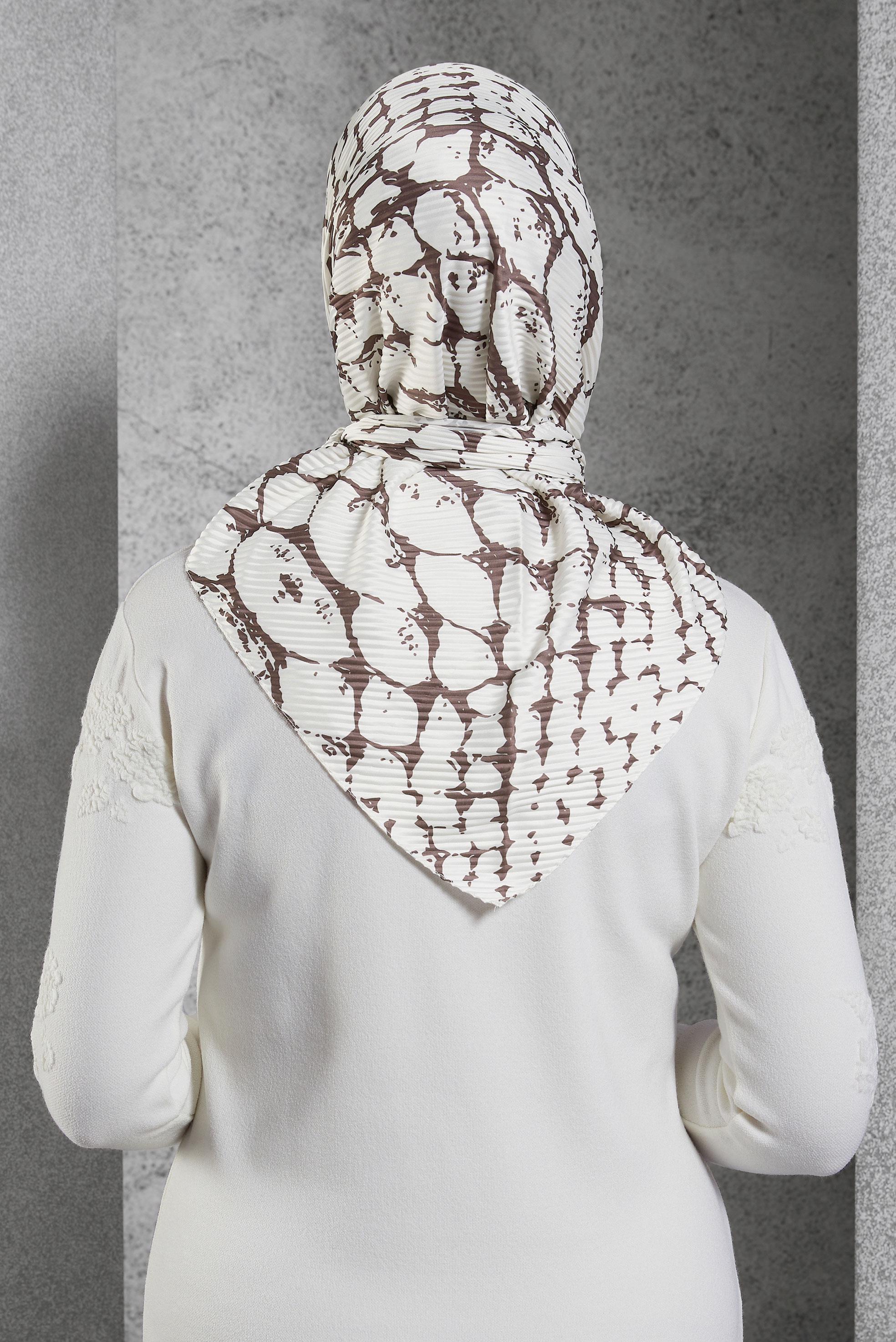 Tesettür giyim MÜRDÜM ALVİNA DESENLİ EŞARP 8211