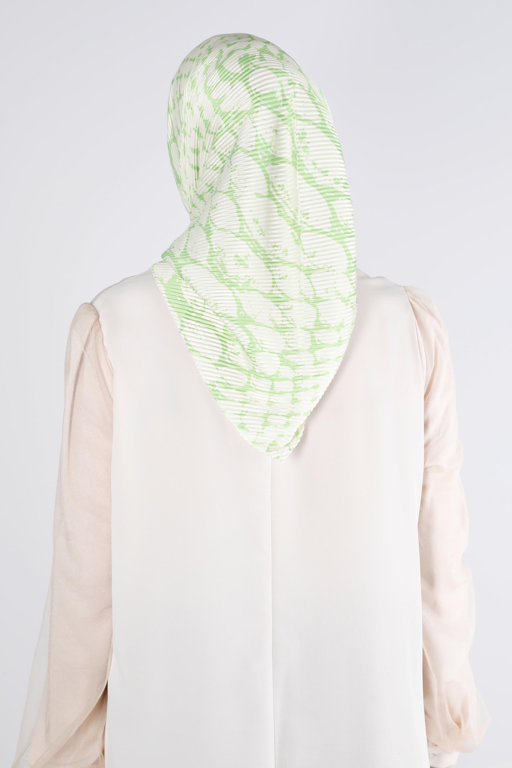 Tesettür giyim YEŞİL ALVİNA DESENLİ EŞARP 8211