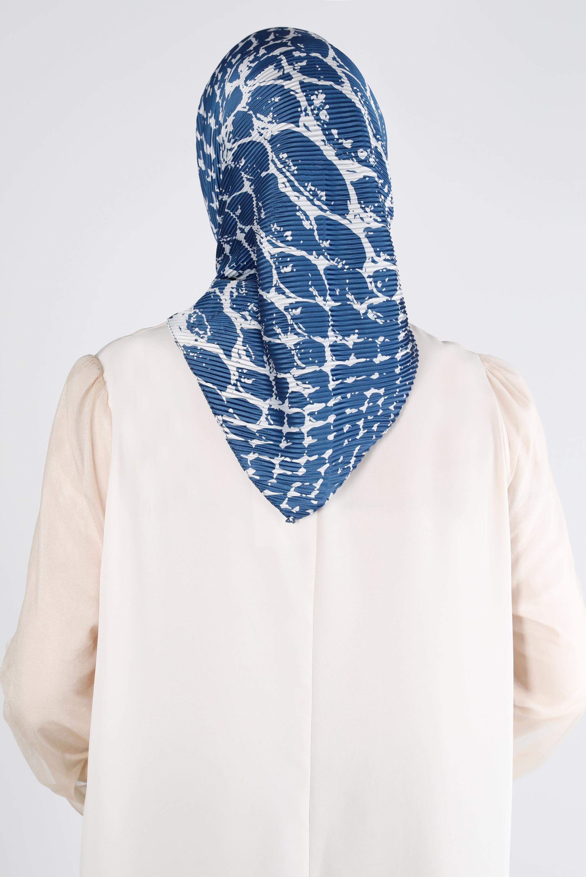 Tesettür giyim LACİVERT ALVİNA DESENLİ EŞARP 8211