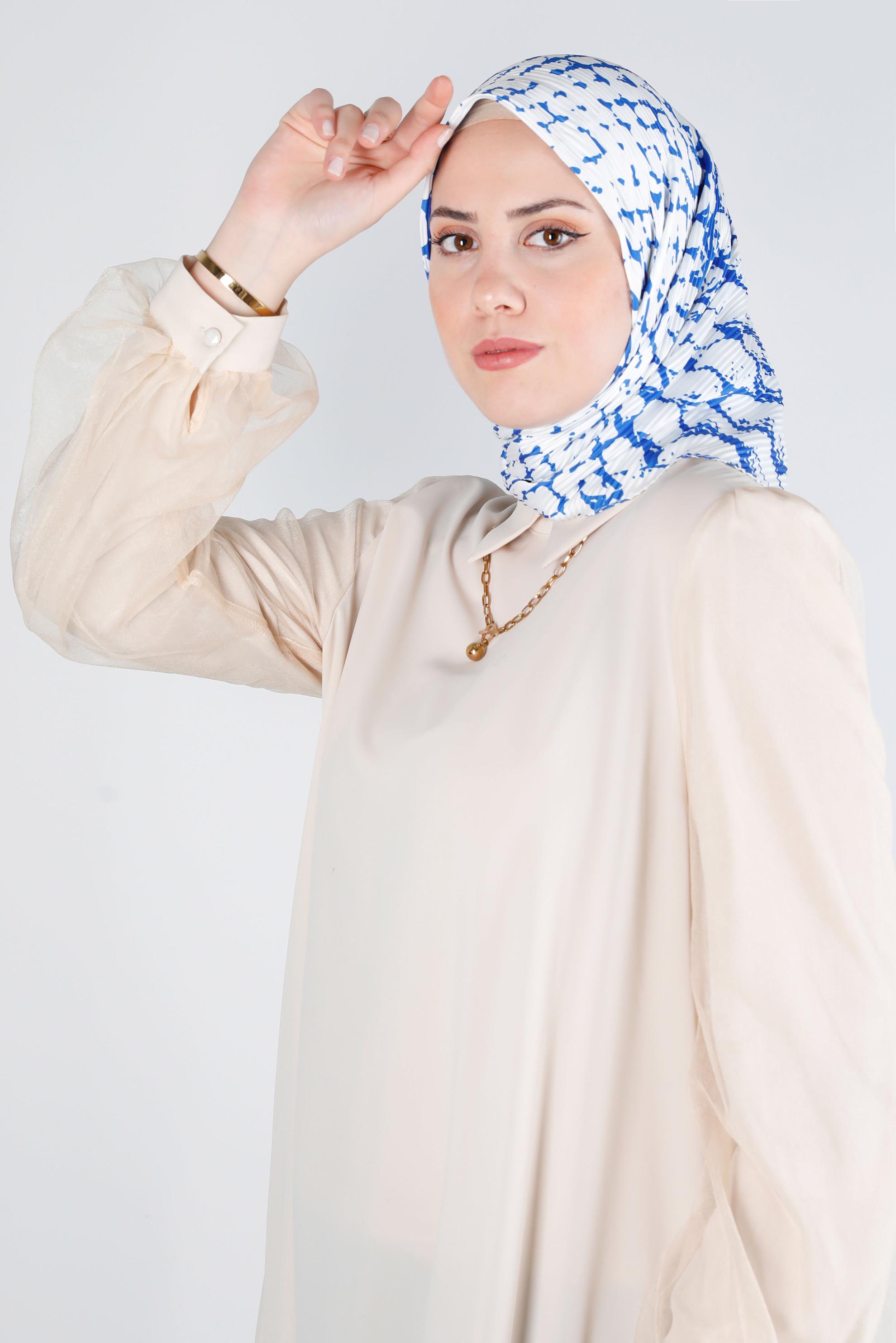 Tesettür giyim LACİVERT ALVİNA DESENLİ EŞARP 8211