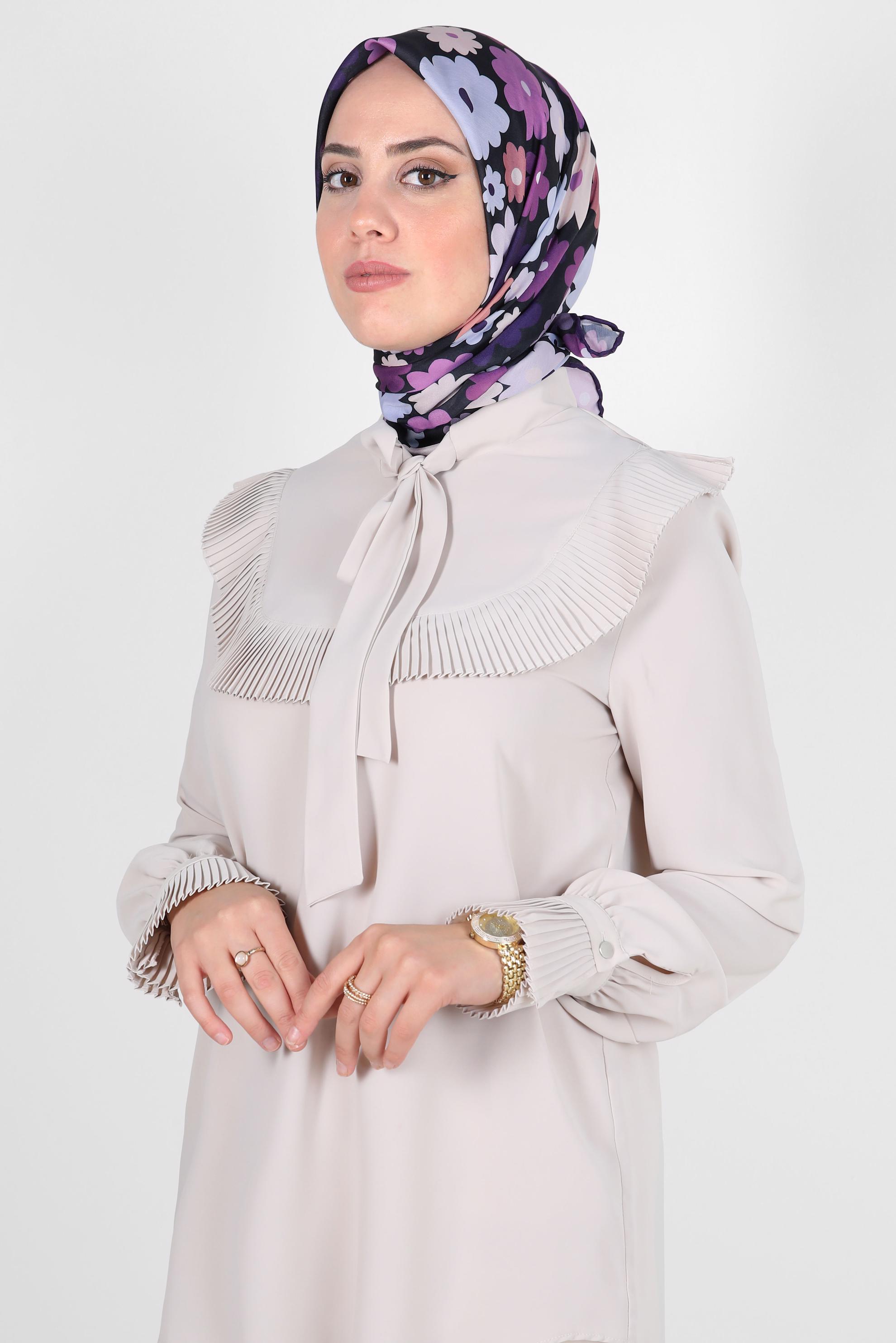 Tesettür giyim MOR ALVİNA PAPATYA DESEN ORGANİK EŞARP 8214 