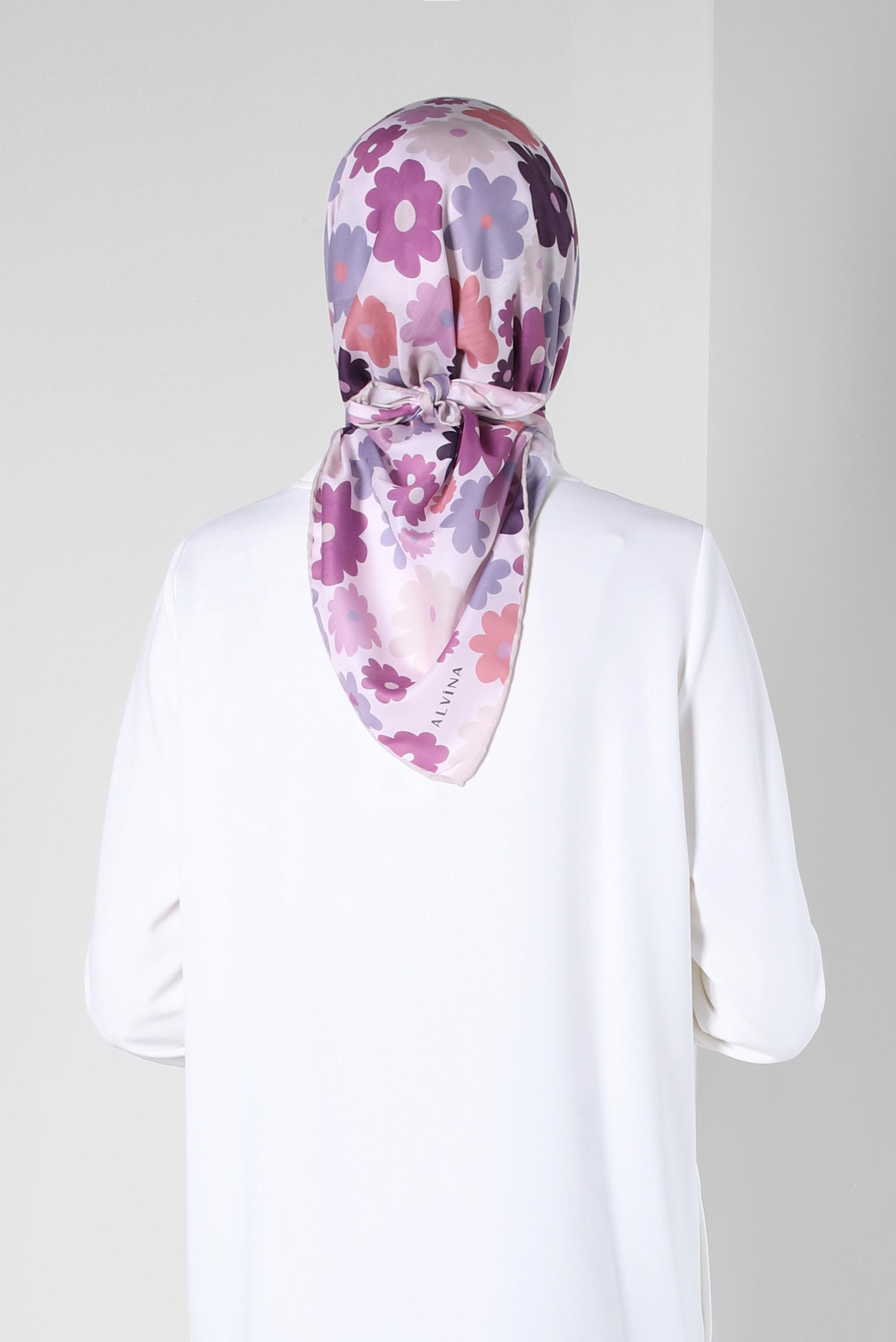 Tesettür giyim PUDRA ALVİNA PAPATYA DESEN ORGANİK EŞARP 8214 