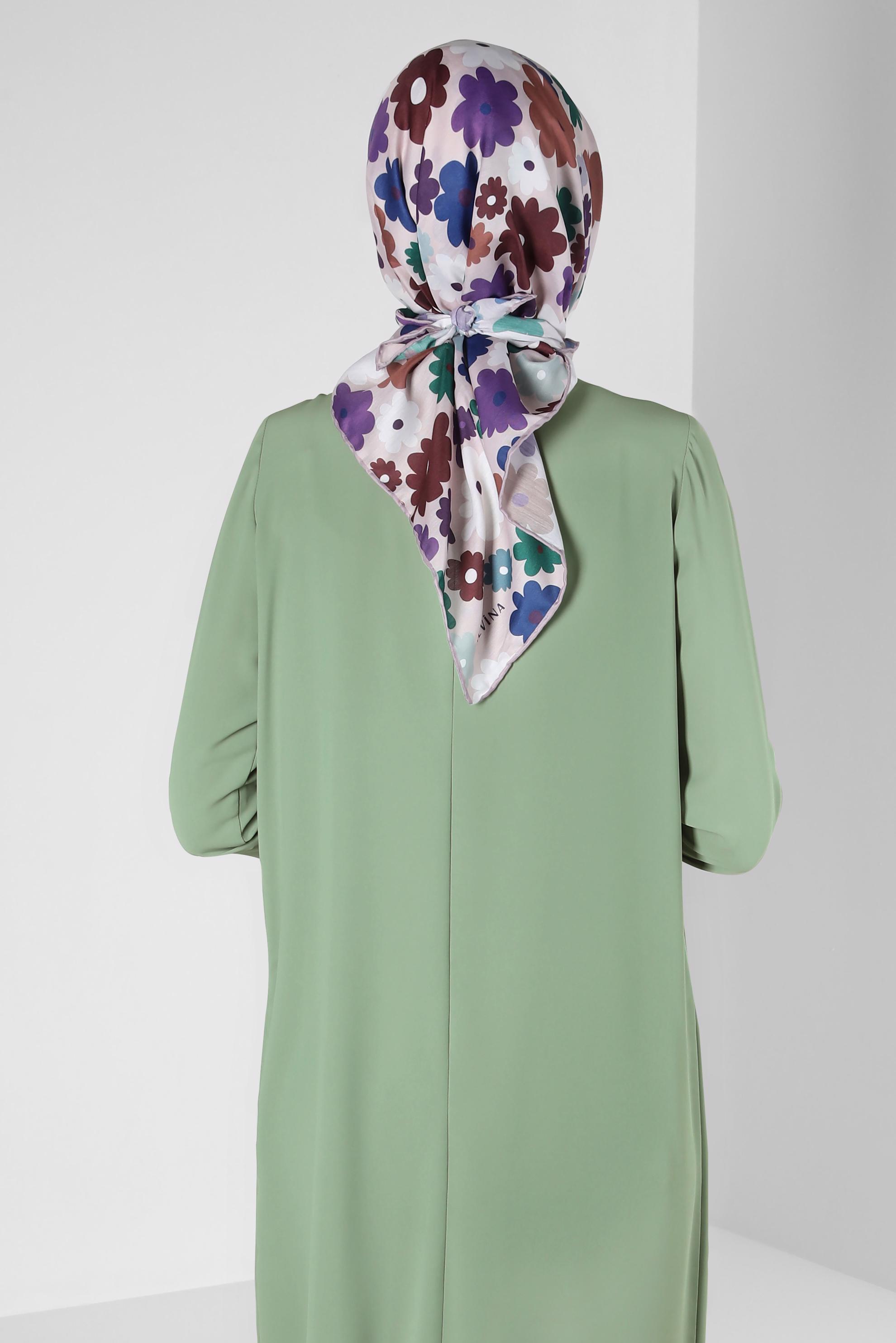 Tesettür giyim PUDRA ALVİNA PAPATYA DESEN ORGANİK EŞARP 8214 