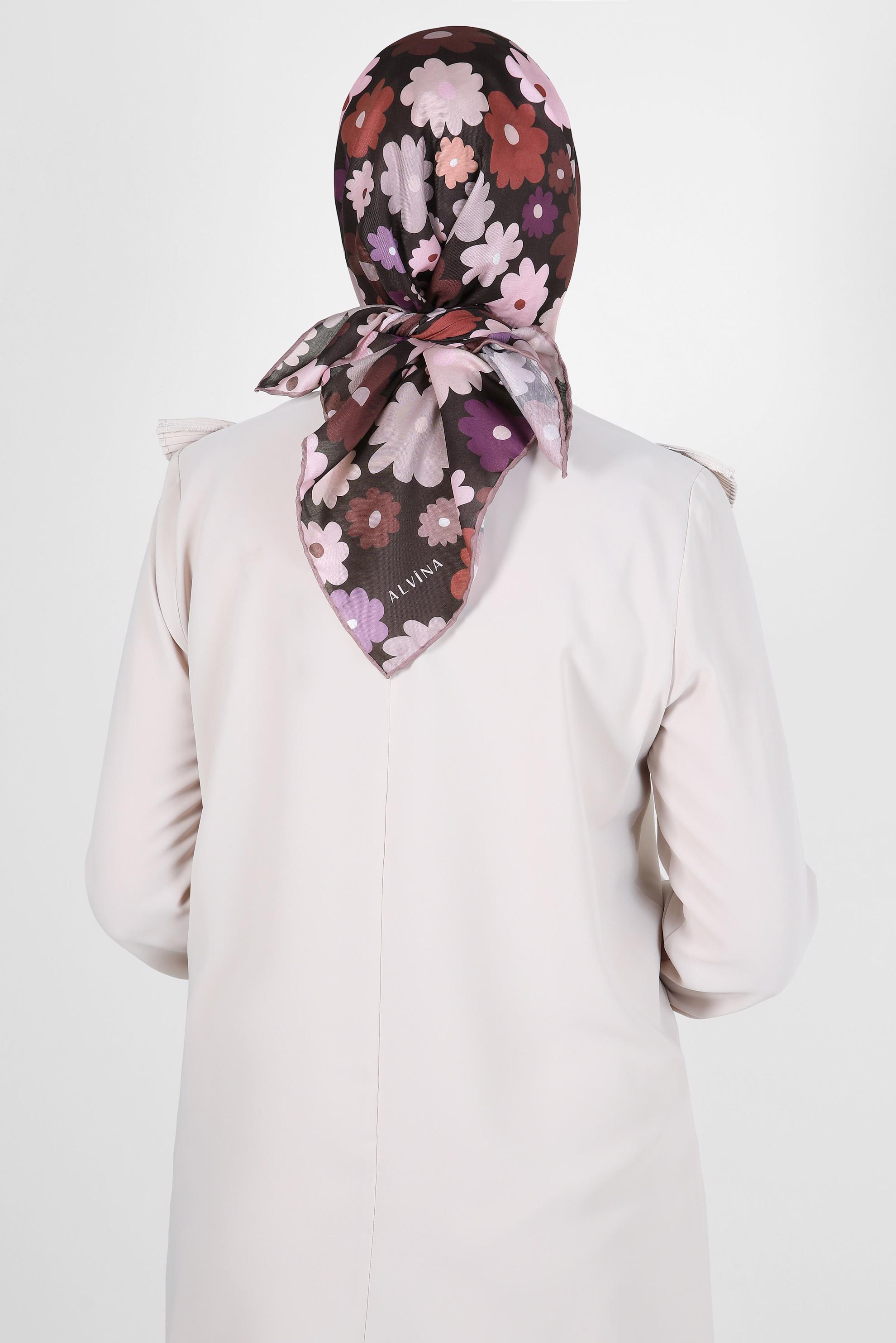 Tesettür giyim PEMBE ALVİNA PAPATYA DESEN ORGANİK EŞARP 8214 