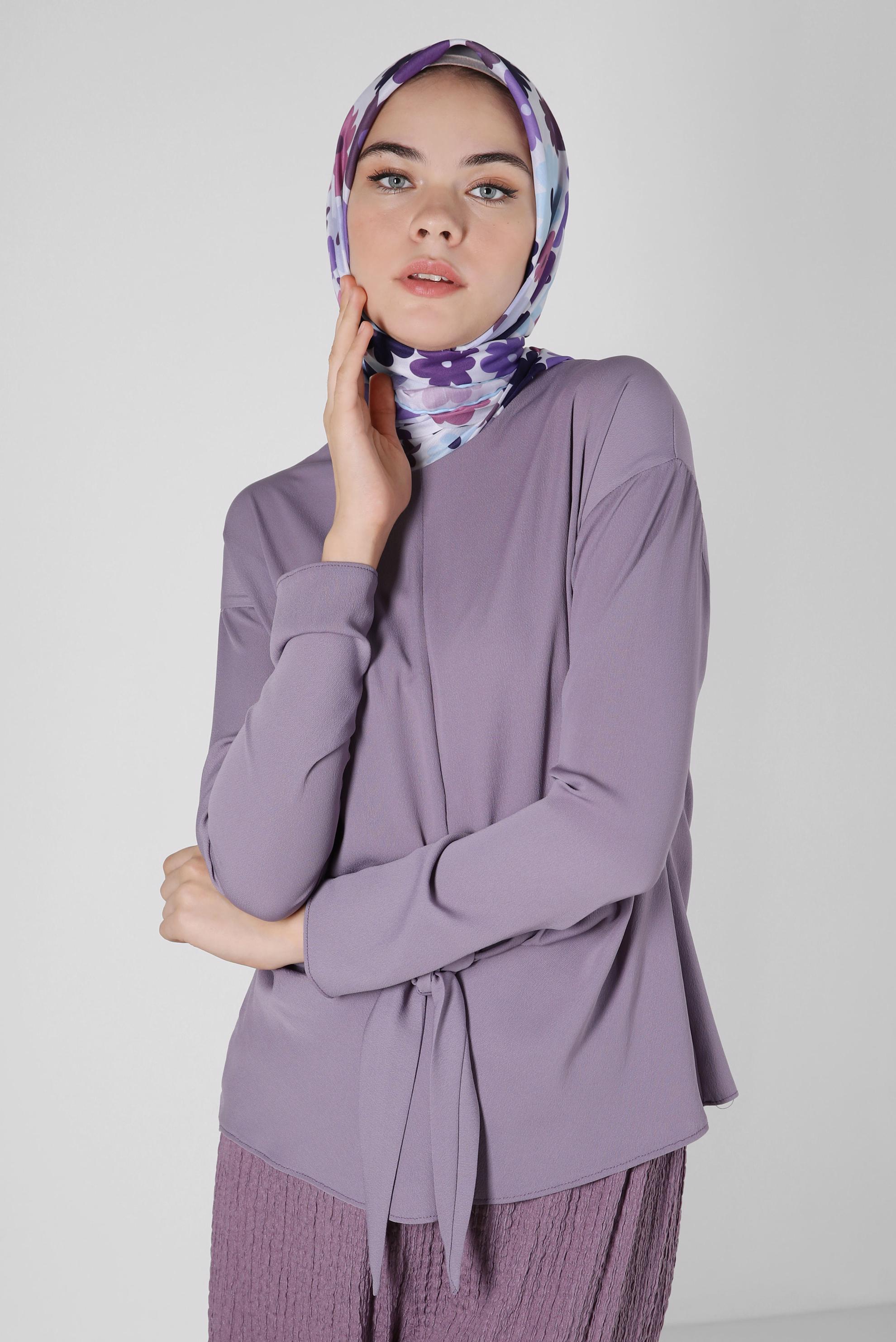 Tesettür giyim MAVİ ALVİNA PAPATYA DESEN ORGANİK EŞARP 8214 