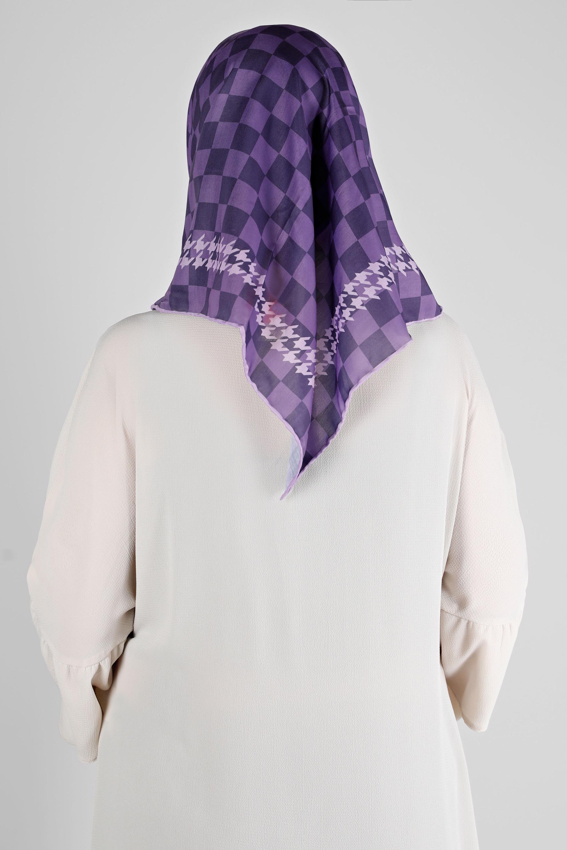 Tesettür giyim MOR ALVİNA DAMA DESEN ORGANİK EŞARP 8215 