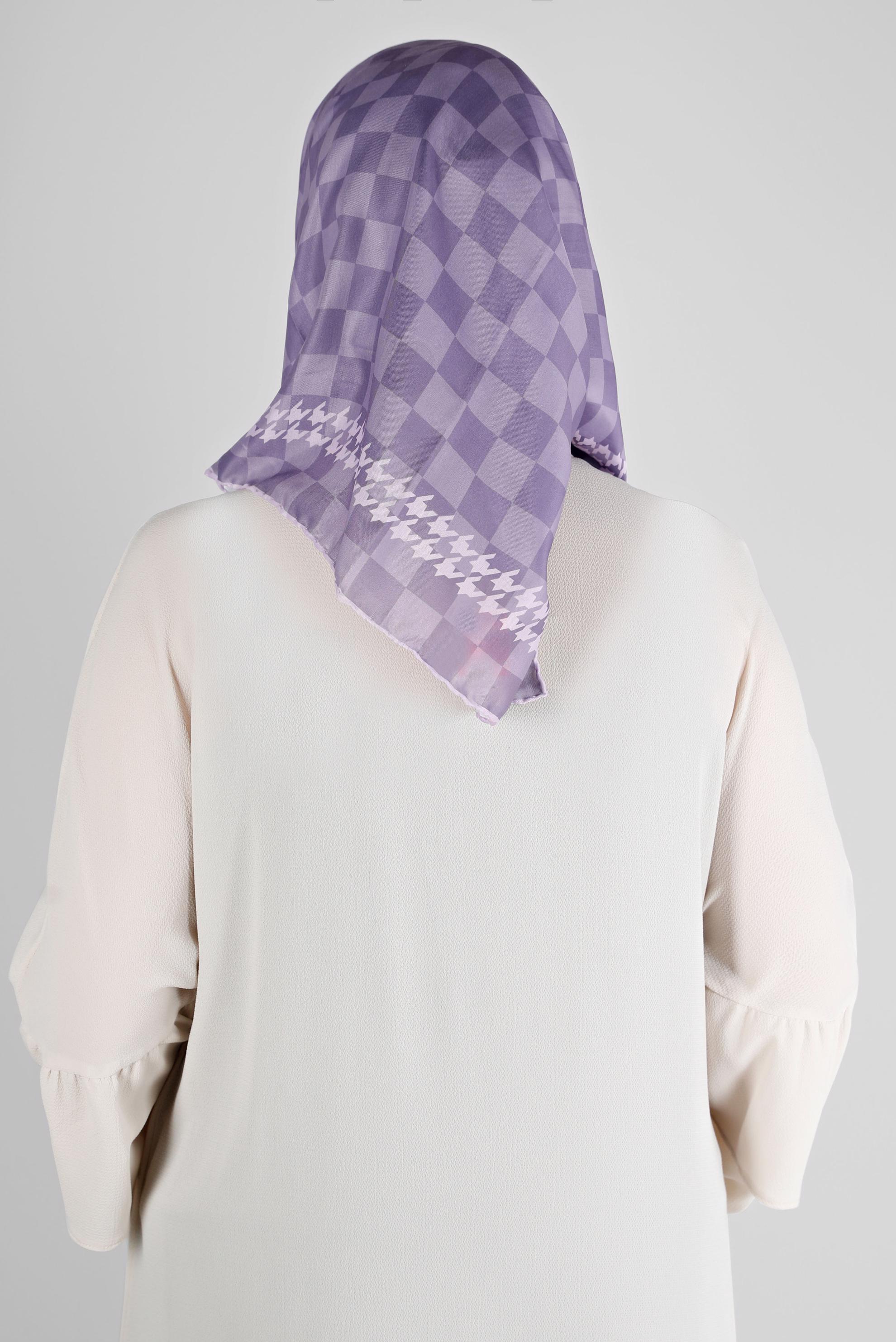 Tesettür giyim MOR ALVİNA DAMA DESEN ORGANİK EŞARP 8215 