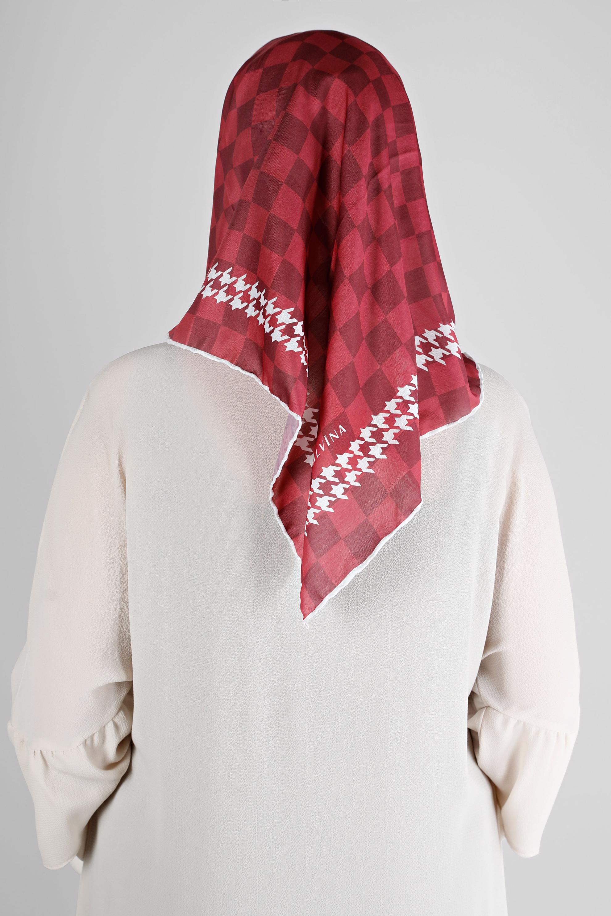 Tesettür giyim BORDO ALVİNA DAMA DESEN ORGANİK EŞARP 8215 